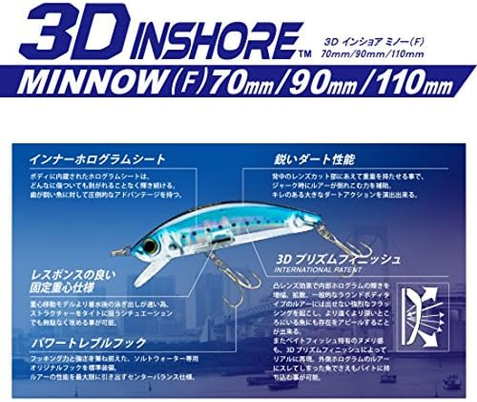 Yo-Zuri 3D Inshore Minnow (F) 90Mm 3-1/2" Ayu Floating Lure image number 1