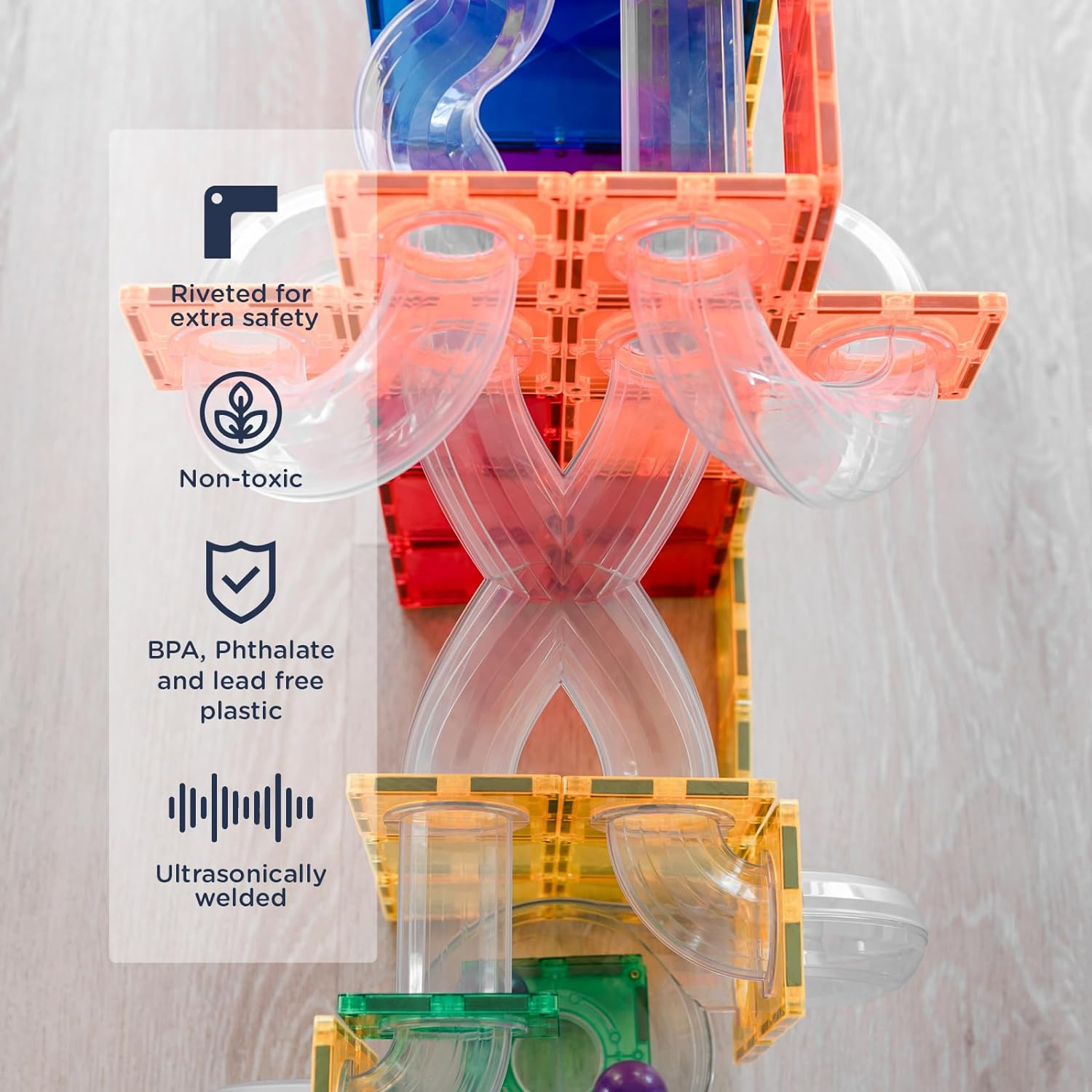 CONNETIX Magnetic Tiles Rainbow Ball Run Expansion Pack, 66 Pieces image number 5