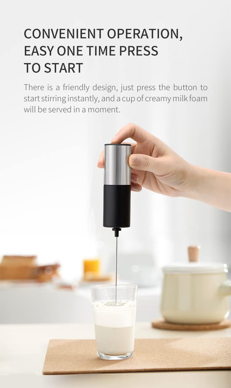 Milk Foam Electric Whisk, Milk Electric Frother Handheld, Milk Foamer Electric Mini Drink Mixer for Coffee, Cappuccino, Frappe, Matcha, Hot Chocolate Latte (Batteries Not Included) image number 1