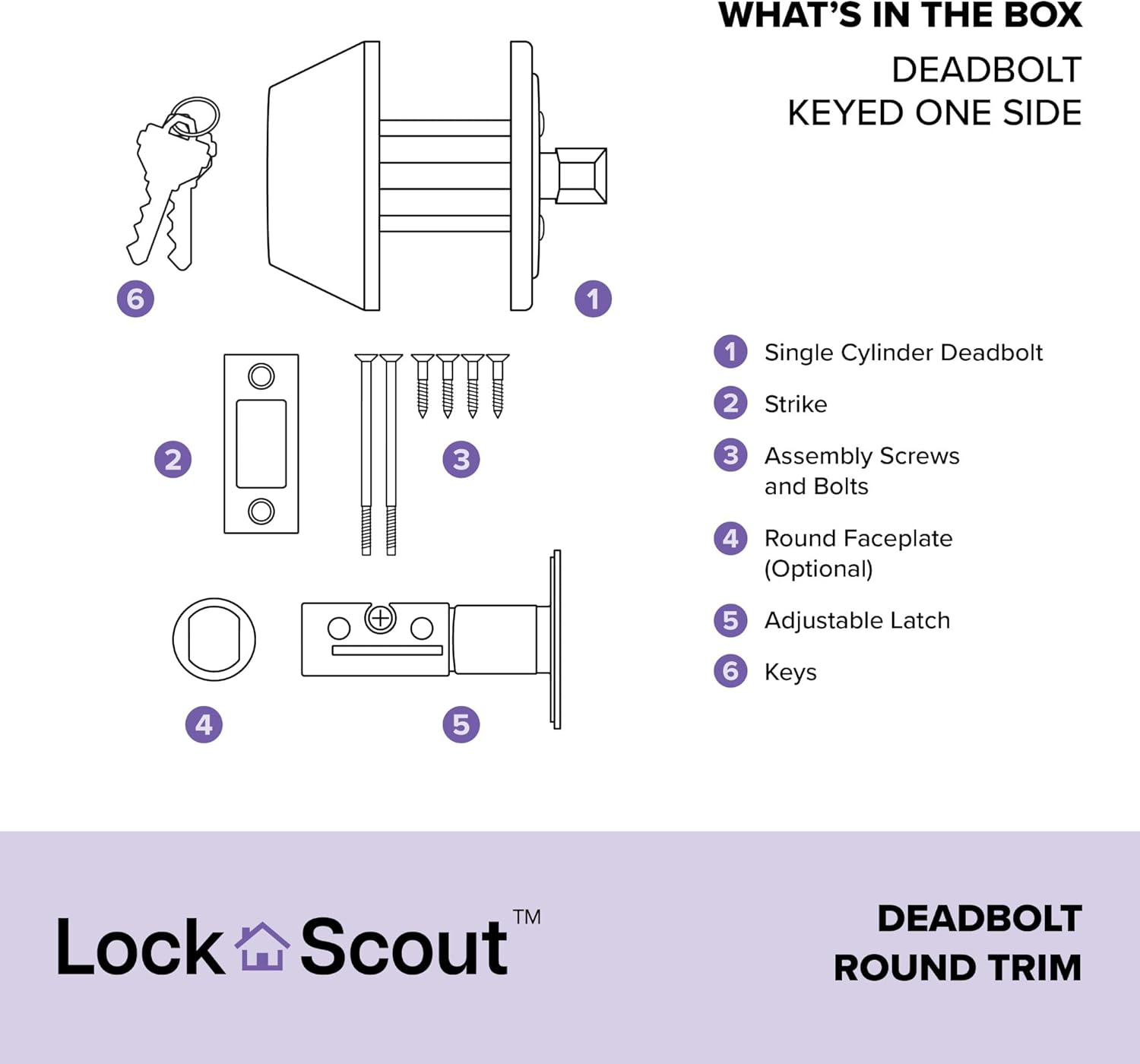 Lock Scout Straight Lever with round Trim Keyed Entry Door Handle and Single Cylinder Deadbolt, Satin Nickel Finish