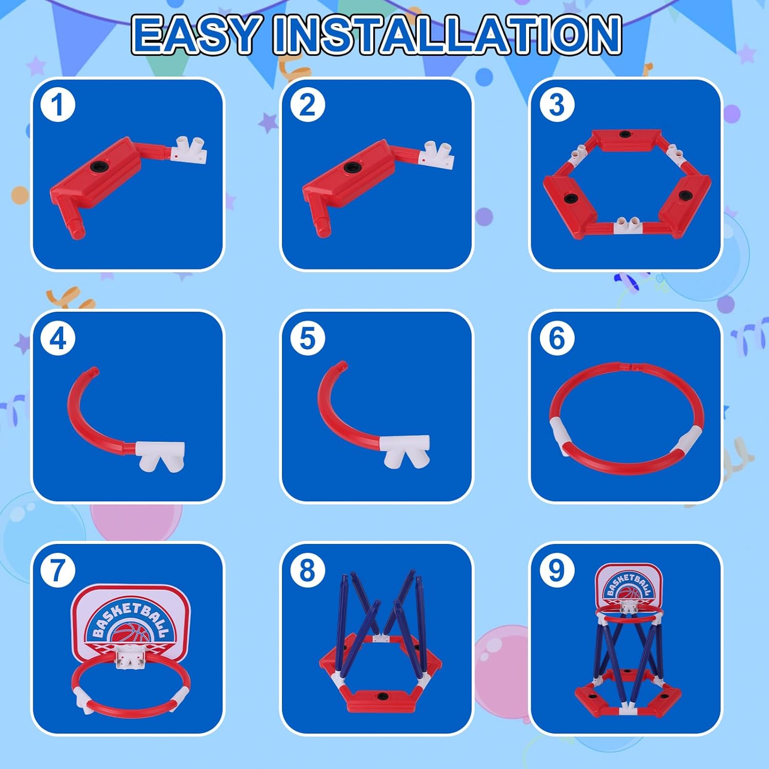 Penitue Pool Basketball Hoop, Floating Water Basketball Game Inflatable Swimming Pool Games for Boys & Girls Outdoor Summer Fun for Family image number 3