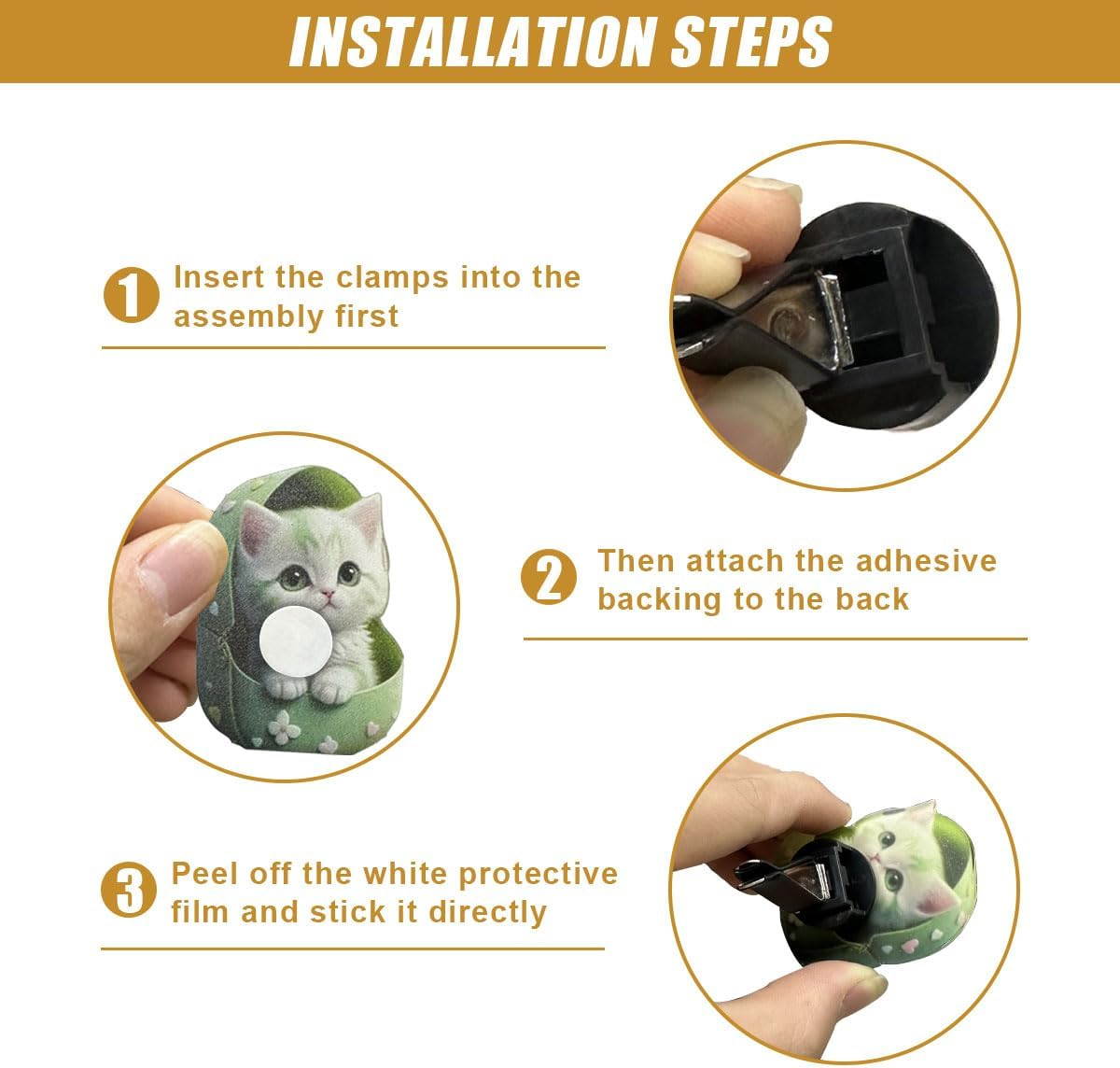 3PCS Cute Cat Car Air Freshener Vent Clips, 2D Flat Acrylic Cartoon Kitty Car Diffuser Air Conditioner Outlet Clip, Auto Interior Decoration Accessories for Most Vehicles (Blue/Pink/Green)