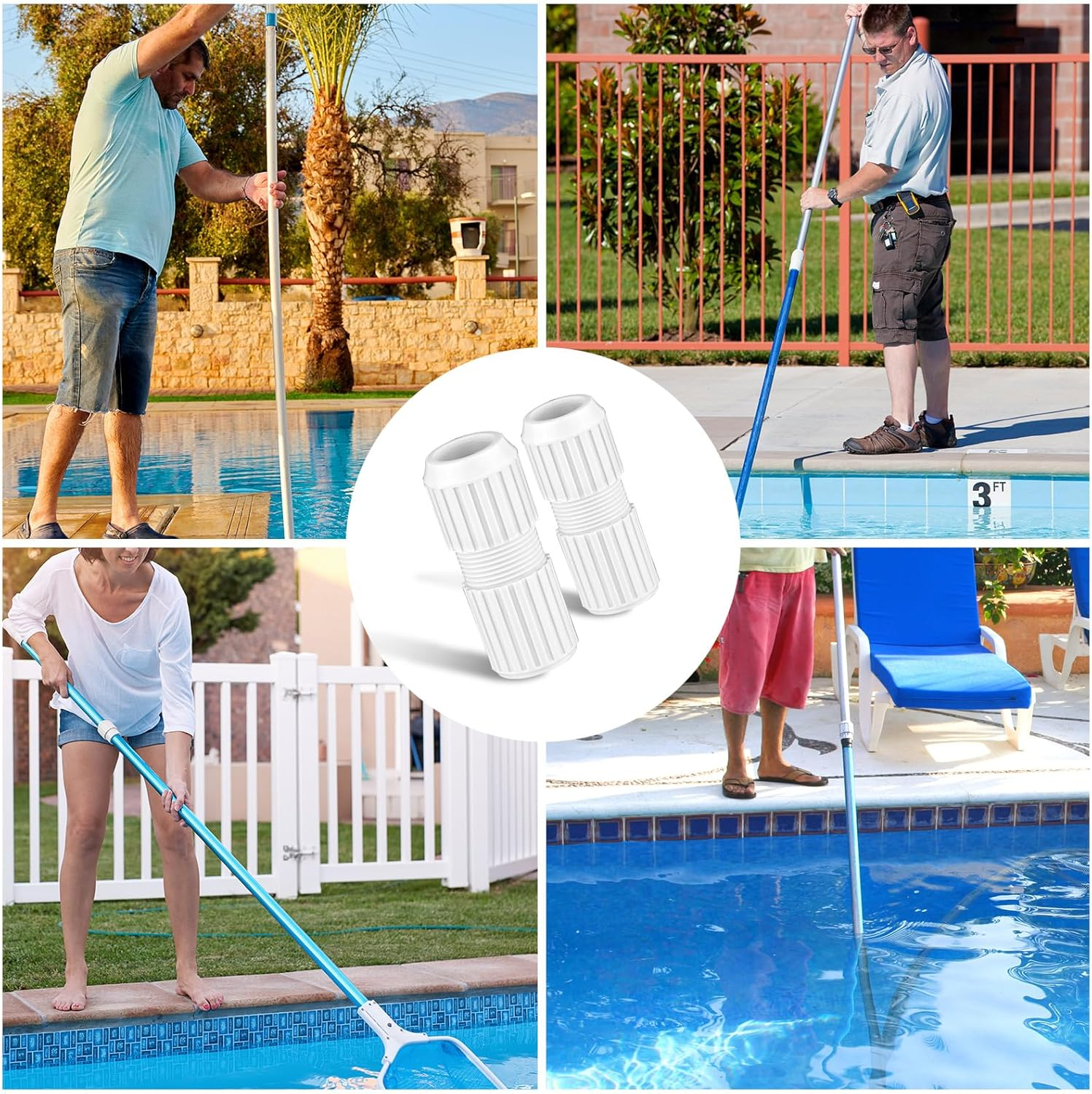 2Pcs Pool Pole Cam Locks Replacement, White Swimming Pool Telescoping Pole Lock Pool Pole Parts Universal Extension Pole Connector Telescopic EZ Cam Lock Accessories for Repairing Fixing Pool Pole image number 3