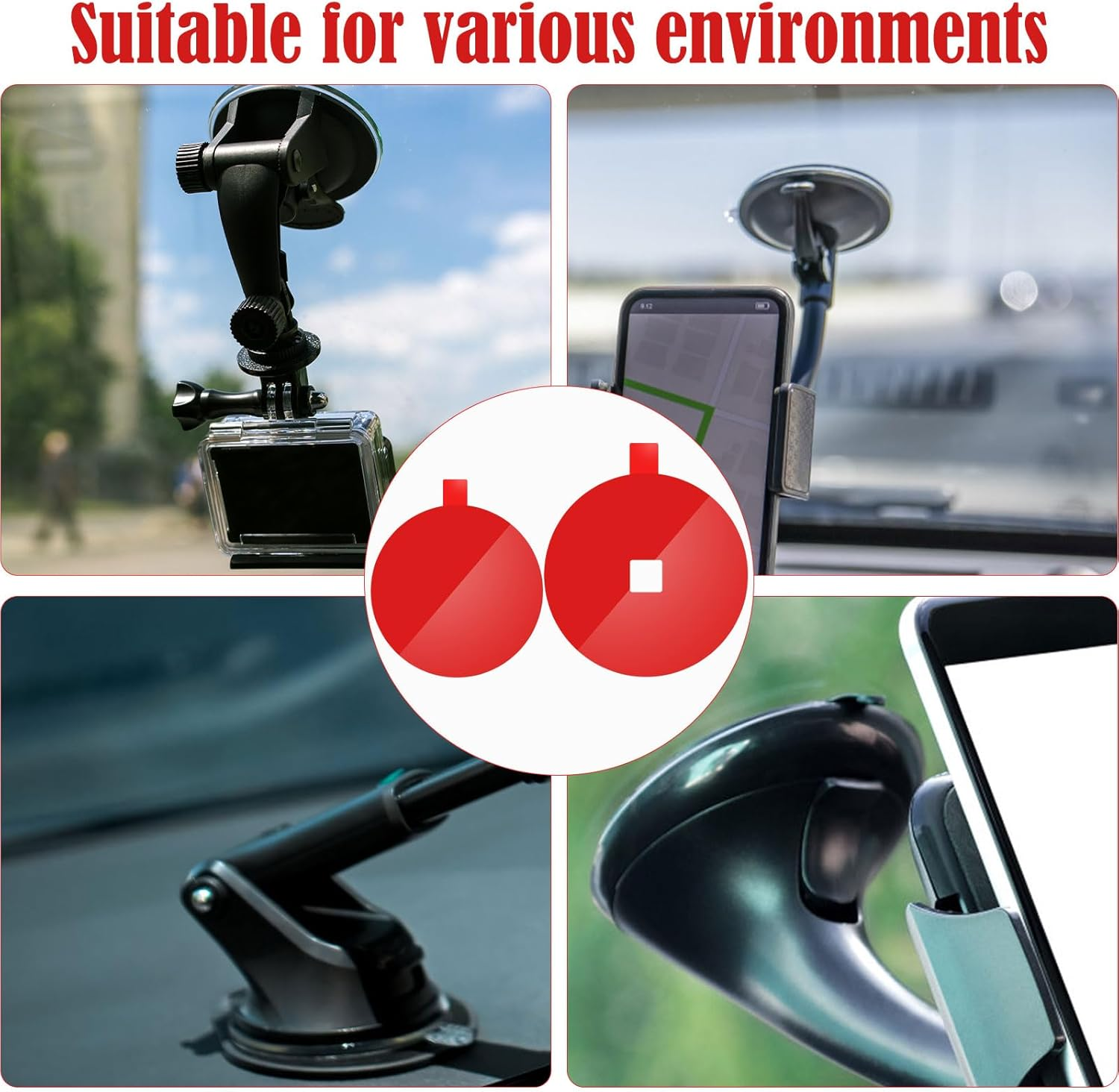 8Pcs Dash Cam Adhesive Pads, round Heat-Resistant Windshield Adhesive Heavy-Duty Mounting Tape for Car Phone Holder Dash Camera Mount image number 1