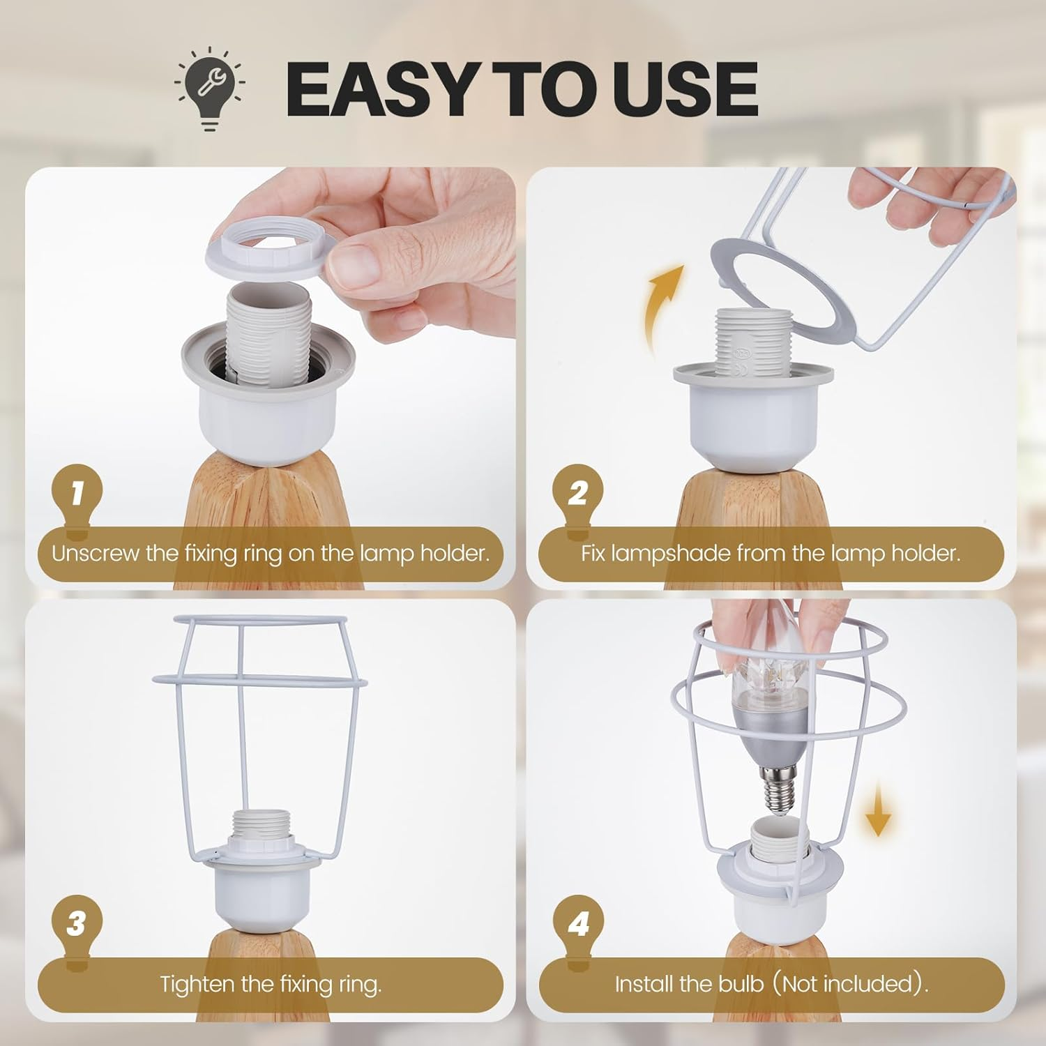 NUTTDOO Lampshade Reducer Ring,6 Pack E14 Plastic Screw Collar Ring 28Mm,Lampshade Fittings E14 for Table Lamp,Ceiling Lights,Plastic Screw Bulbs Lamp Holder (E14-28MM)