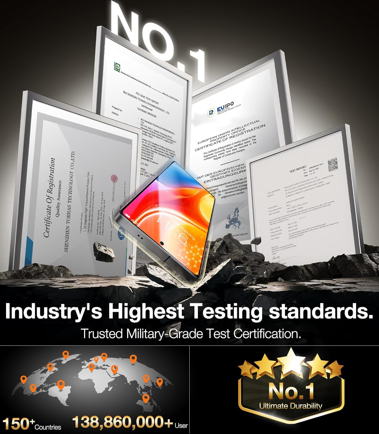 TORRAS 12FT Military-Grade Shatterproof for Samsung Galaxy S25 Ultra Screen Protector [9H+ Durable ＆ Just One-Pull] Full Coverage Bubble Free Galaxy Screen Protector 25 Ultra Tempered Glass, 2 Pack