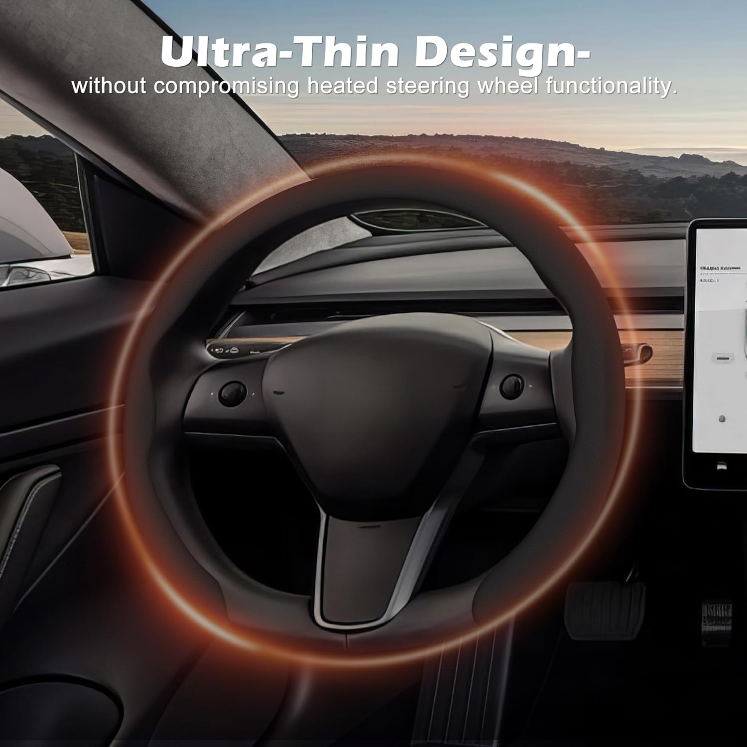 Frani Nappa Leather Steering Wheel Cover, Universal 15 Inch Premium Non-Slip Steering Wheel Cover Black image number 3