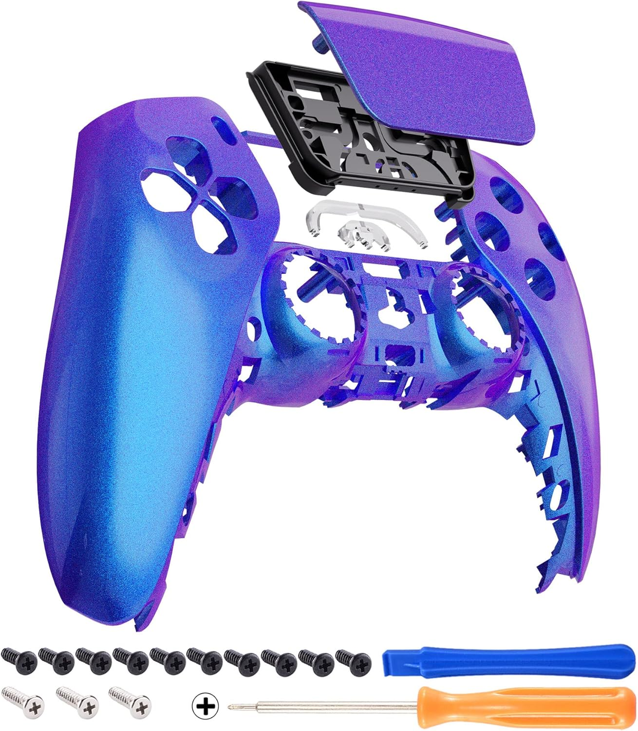 Extremerate Chrome Silver Glossy Touchpad Front Shell Compatible with P S 5 Controller BDM-010 020 030 040 050, DIY Replacement Shell Custom Touch Pad Cover Compatible with P S 5 Controller image number 3