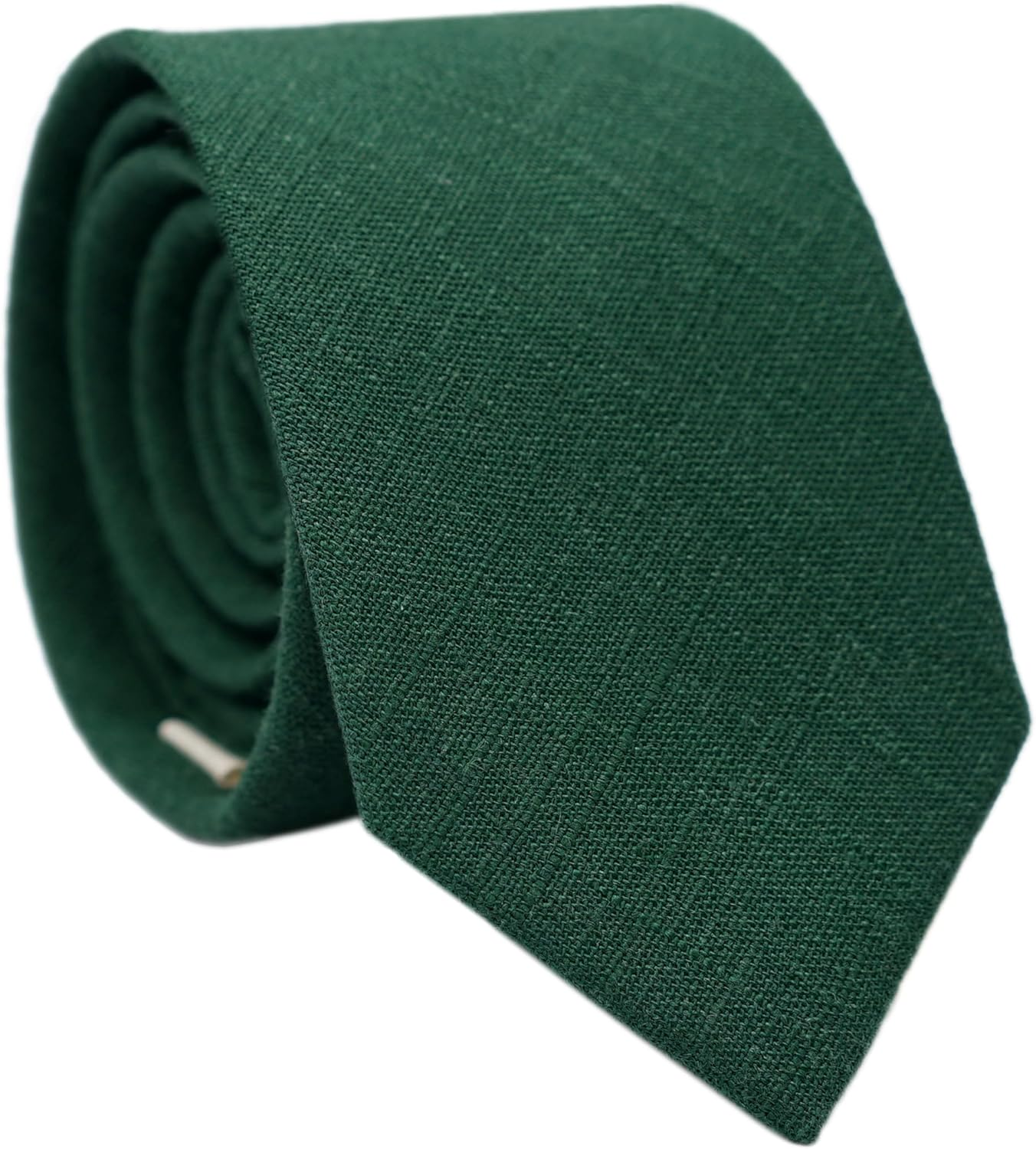 Men'S Skinny Ties, Belluno Cotton Linen Blend 2.5 Inch Solid Neckties