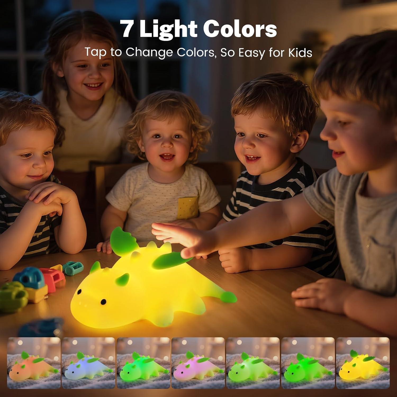 Milk Dragon Night Light Children'S Night Lamp Dimmable Silicone Baby Night Light with Magnetic Function, USB Battery Move Animals Lamp for Children'S Room Girls, Touch Lamp Bedside Table Gifts For image number 1