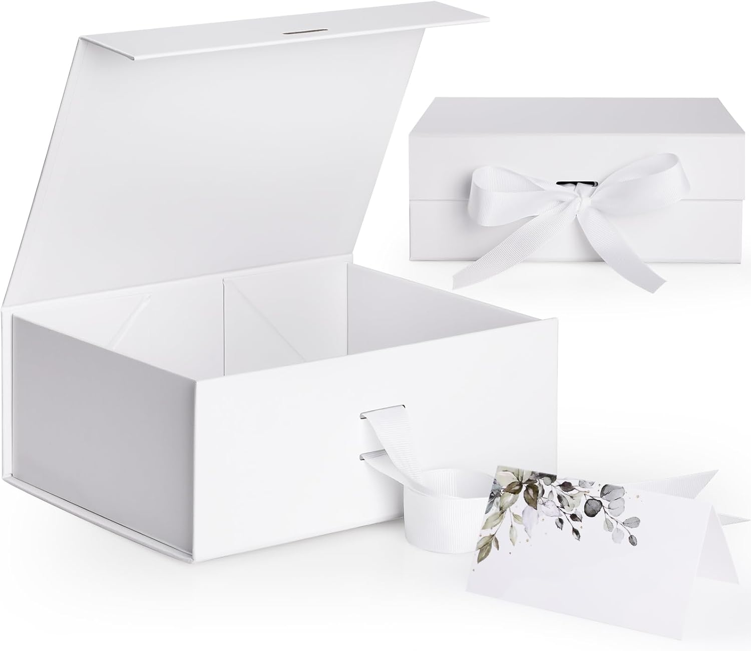 Gift Box with Lid，Geeric Gift Box with Ribbon+Greeting Card Magnetic Closure Lid Gift Boxes Classical Luxury Foldable Case for Birthdays/Weddings/Christmas