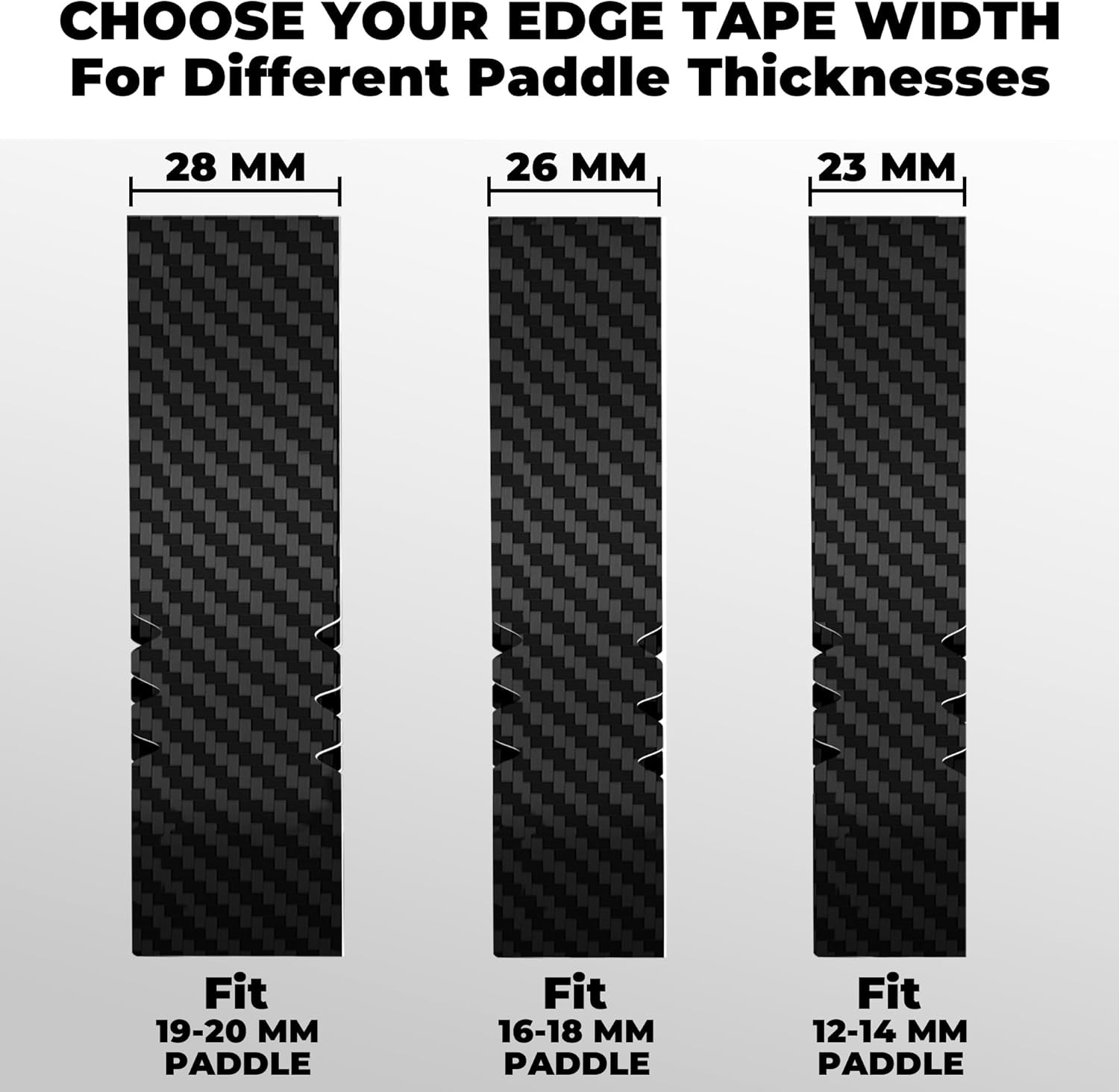 Pickleball Edge Guard Tape &ndash; Pickle Ball Paddle Edge Protection Tape 3 Pack,Paddle Head Edge Guard for 12MM to 20MM Rackets,Fits Perfectly Curved Edge,Easy Application,No Wrinkling image number 2