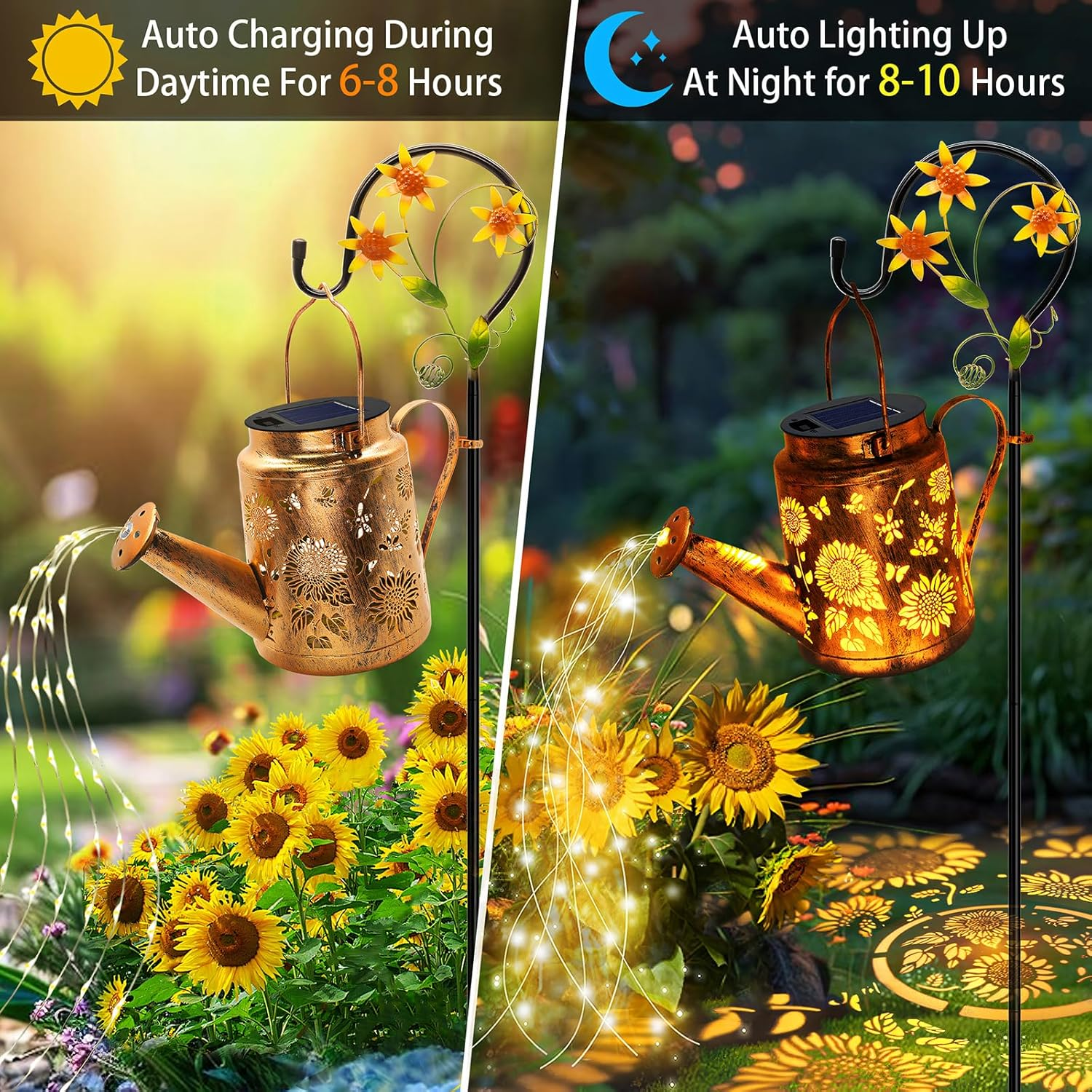 Solar Watering Can with Lights, Outdoor Garden Decor Sunflower Solar Garden Lights for Outdoor Pathway Yard Lawn Patio Party, Waterproof Gardening Decorations Gifts for Mom Grandma Women Birthday image number 5