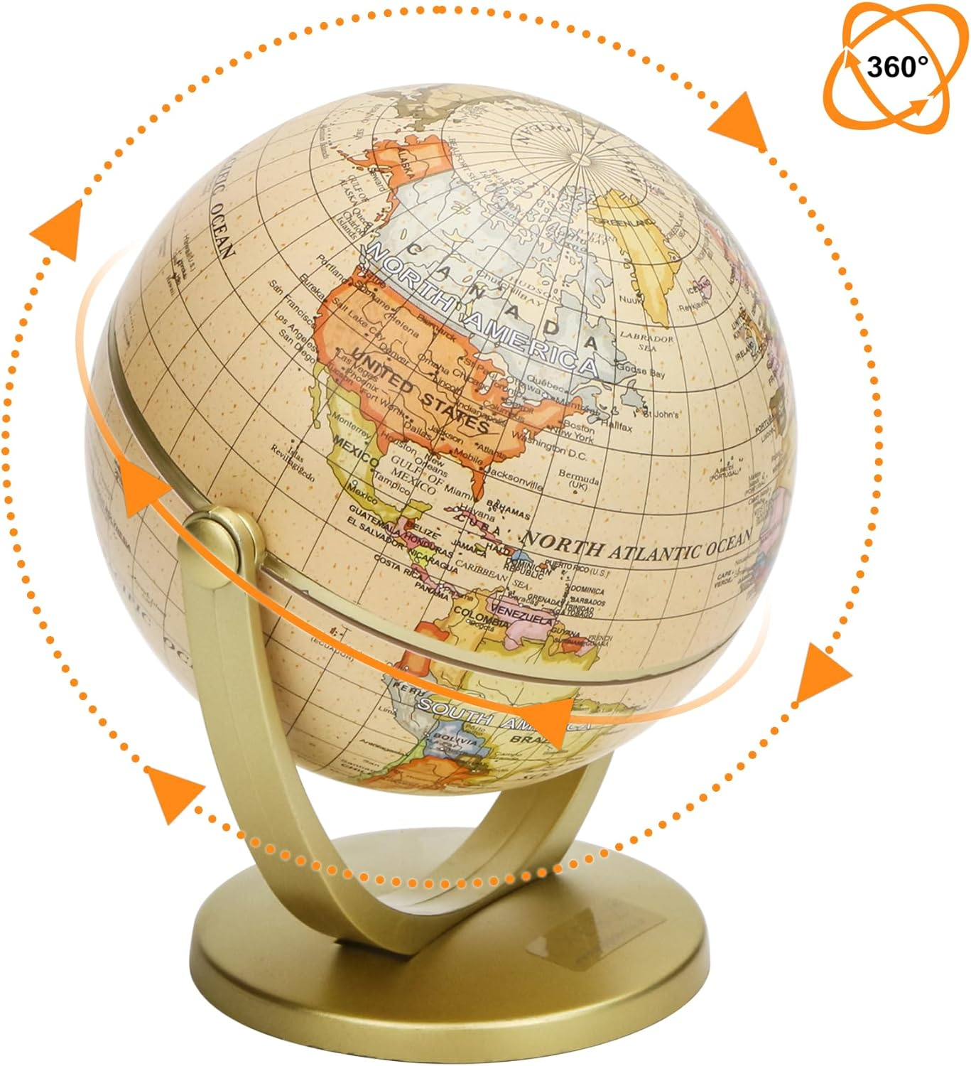 Exerz 10Cm Antique Globe - Mini Globe - Vintage Colour Modern Map (Diameter: 10Cm) image number 2