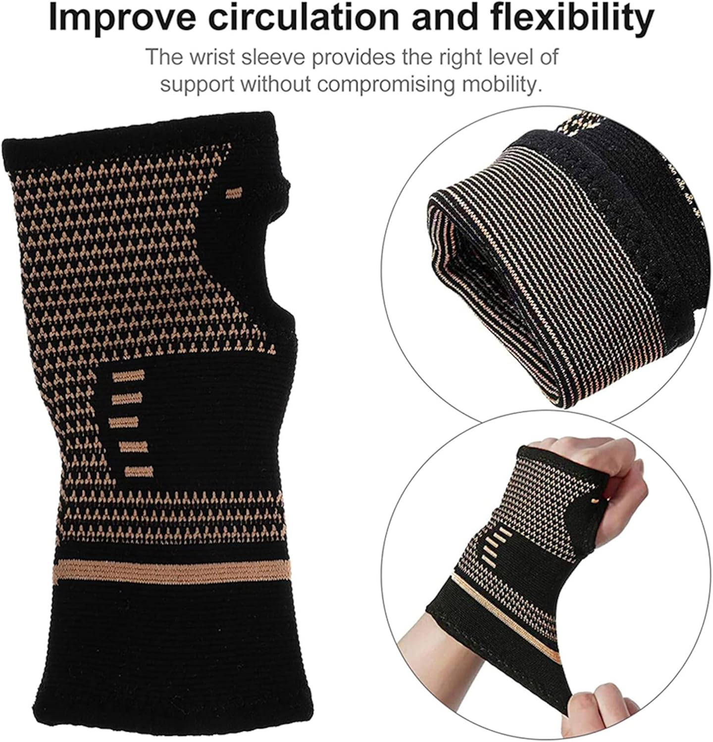 1 Pair Copper Compression Arthritis Gloves Fingerless - Warmth Therapeutic Compression Gloves for Pain Relief, Improve Circulation in Wrist & Hand, Helps with Carpal Tunnel (L Size)