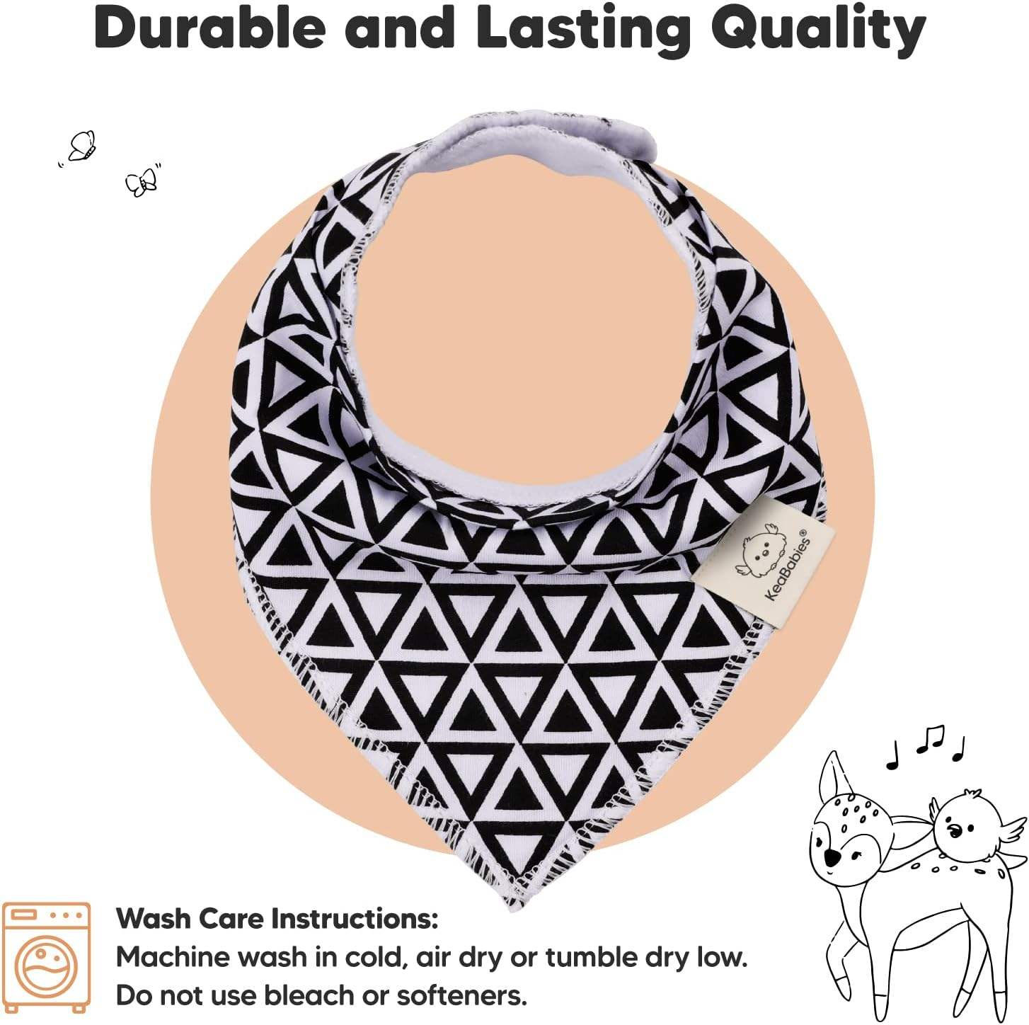 10-Pack Organic Baby Bandana Bibs - Organic Cotton Bandana Bibs for Boys, Girls - Super Absorbent Bandana Drool Bibs - Teething Bibs - Baby Bibs for Infant, Toddler (MONOS) - Butterflies image number 5