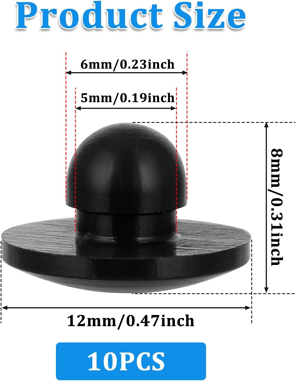 10Pc Silicone round Snap-In Locking Furniture Hole Plugs - 5Mm Rubber Plugs for Screw & License Plate Holes image number 4