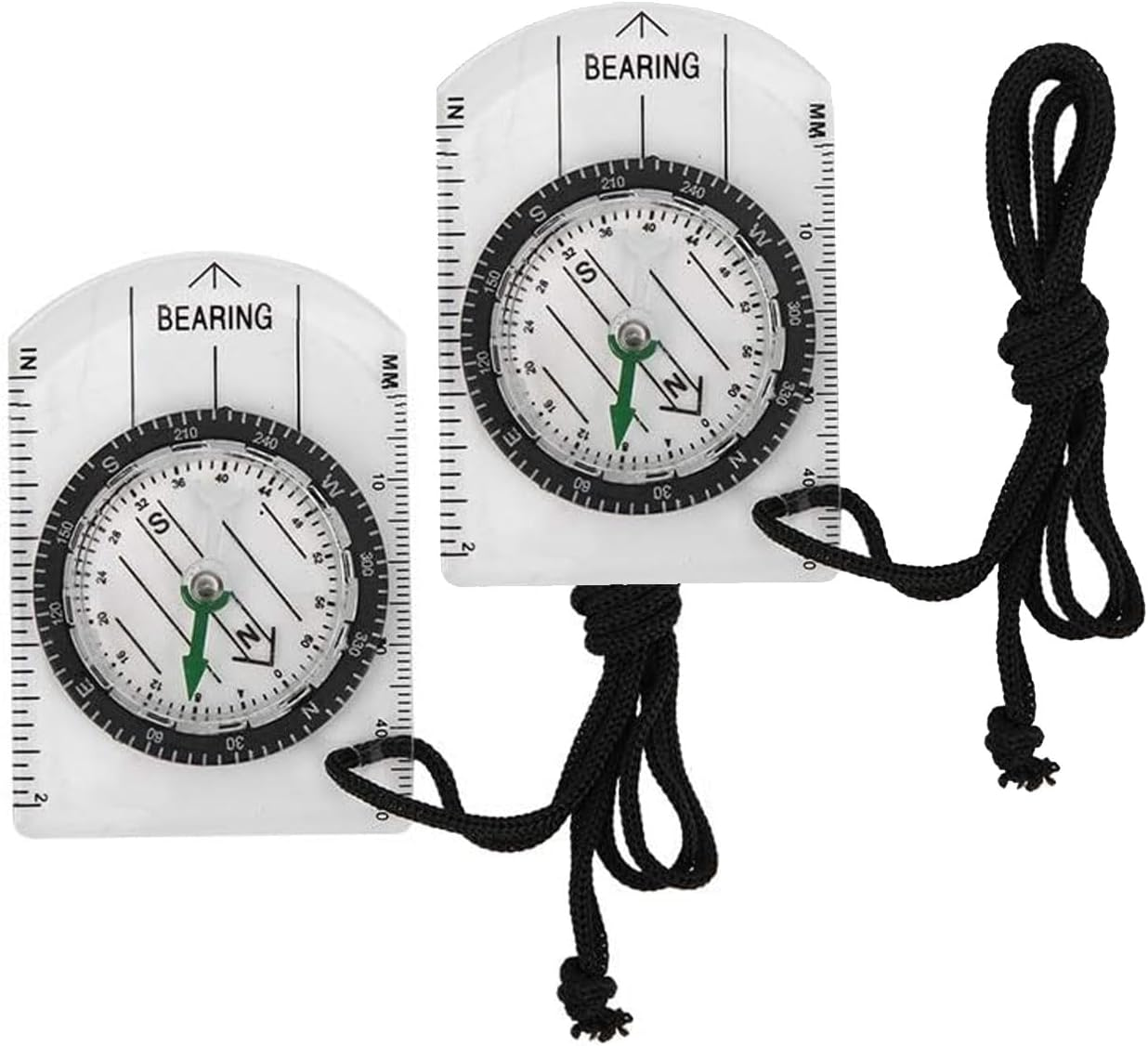 Rhoyee 2-Pack Orienteering Compass &ndash; Waterproof Hiking Compass with Baseplate Ruler & Lanyard &ndash; Navigation Tool for Camping, Backpacking, Kids, Survival & Outdoor Adventures image number 1