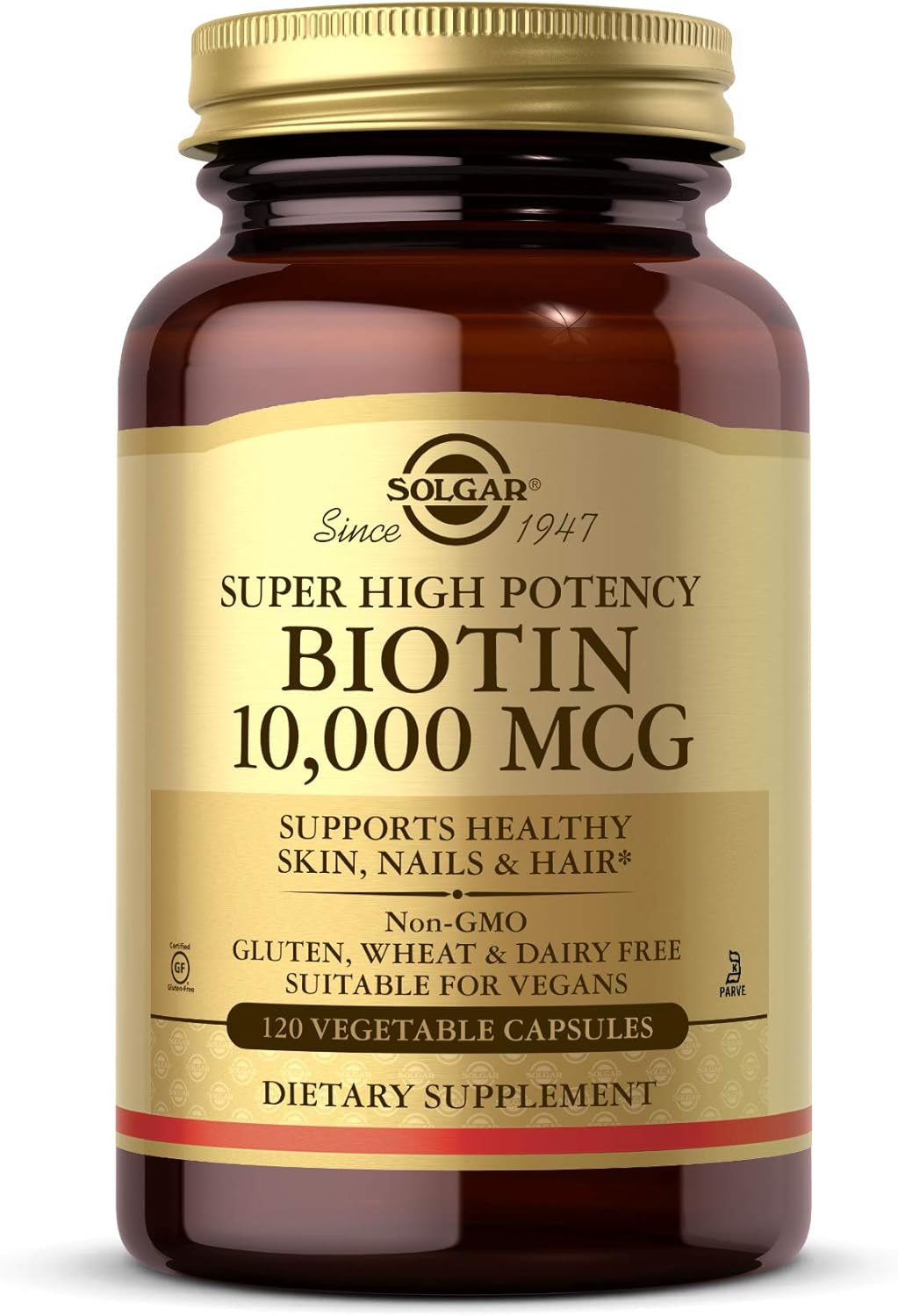 Solgar &ndash; Biotin 10,000 Mcg, 120 Vegetable Capsules &ndash; Supports Healthy Skin, Nails and Hair image number 1