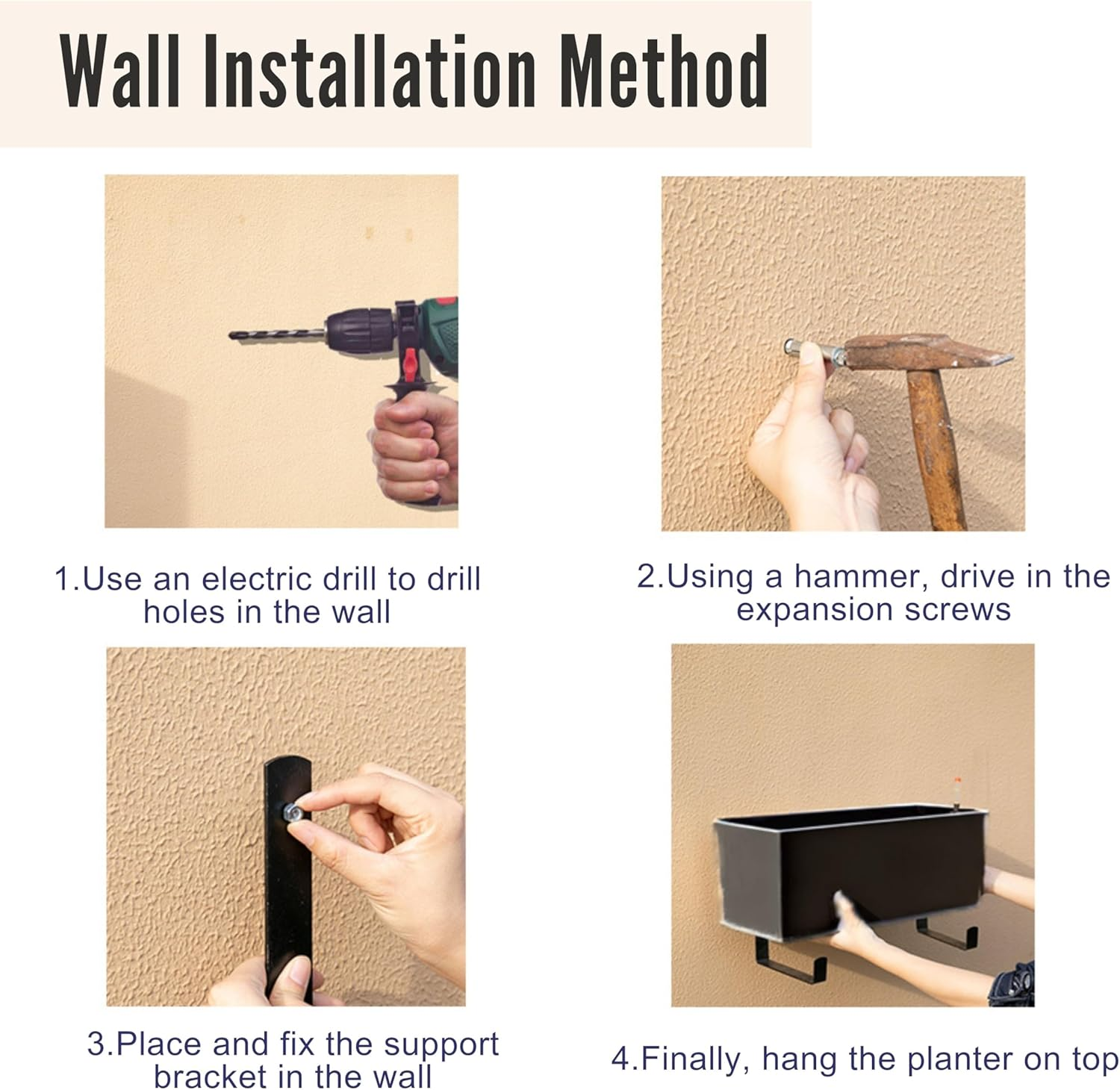 Lalagreen Wall Planters for Outdoor (2 Pack, 14 Inch) Black Self Watering System Hanging Plant Box Flower Pot, Rectangular Wall Mount Indoor Vertical Living Garden Decoration Window Sill Herb Trendy image number 1