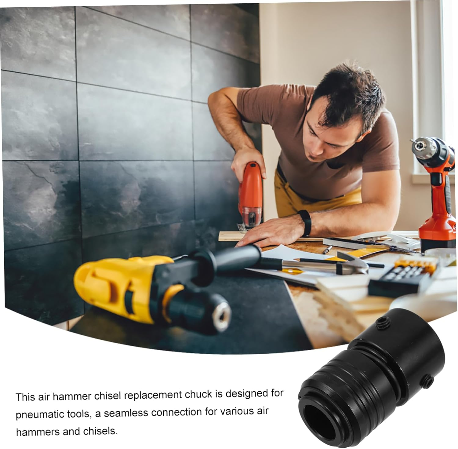 LOORGVEL Pneumatic Retainer Chuck Air Hammer Chisel Chuck Replacement Air Tools Accessory image number 2