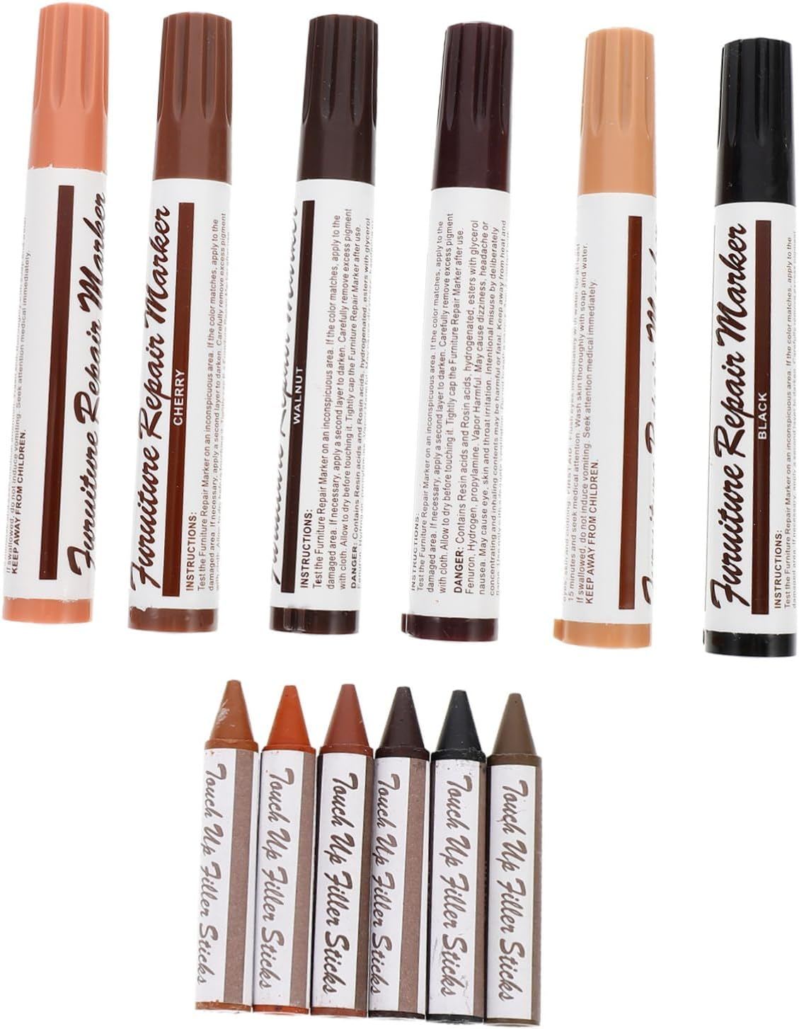 Healeved 12Pcs Repairing Pen Furniture Touch-Up Pen Wood Scratch Repair Kit for Household Wooden Furniture Markers image number 6