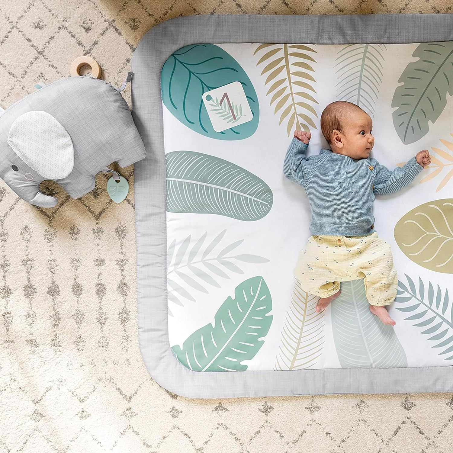 Ingenuity Sprout Spot Baby Milestone Tummy Time Activity Mat and Play Gym Unisex Ages 0+ Months 40 X 40 Inches image number 1