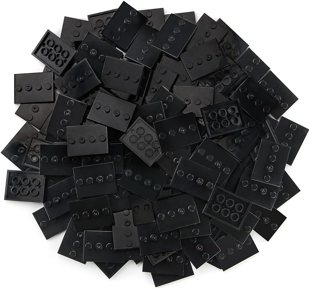 120 Pieces Black Plates Modified 3" X 4" with 4 Center Studs Compatible with Figure Display Base Collector Series Pack Set 88646 image number 2