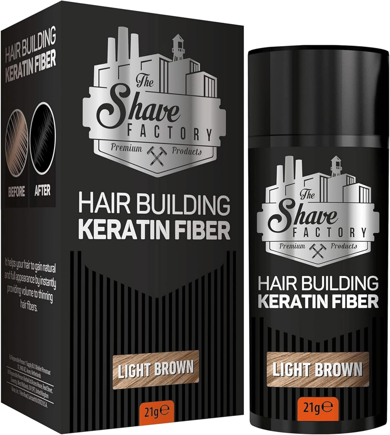The Shave Factory Hair Building Keratin Fiber 21 G, Light Brown