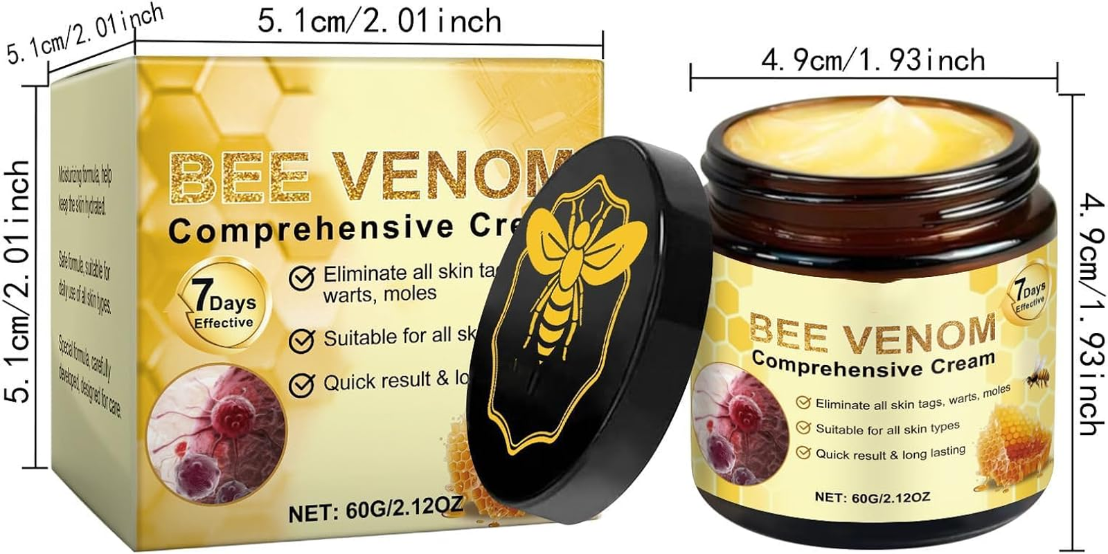 2PC Bee Venom Cream, 2025 New Bee Venom Cream for All Skin Types，Visibly Reduces Skin Blemishes and Smoothes Skin