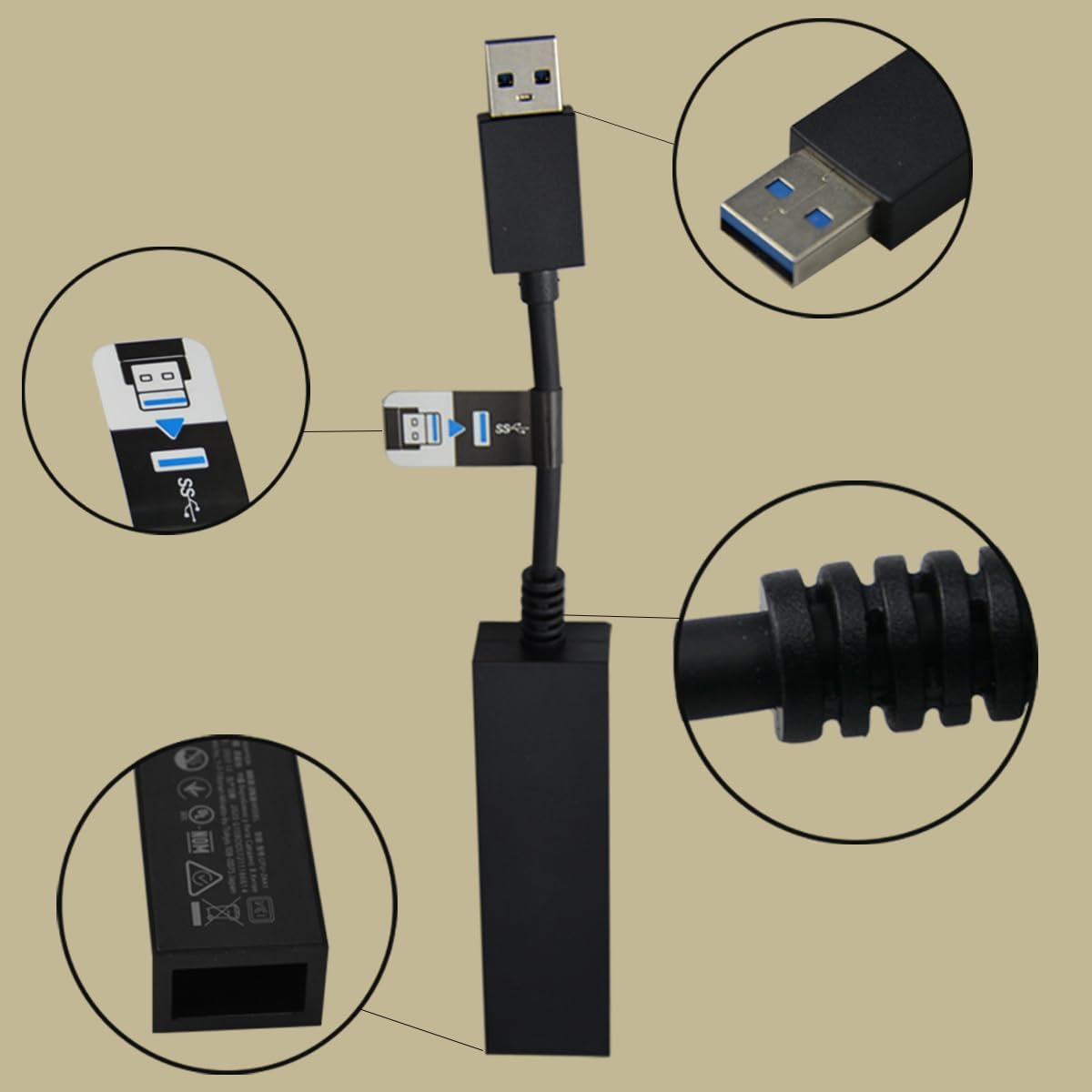 PS4 Camera Cable Adapter, 2 Pcs PS4 to PS5 Converter Cable Adapter USB3.0 VR Games Converter Connecting Cable for Playstation 5 Console image number 1