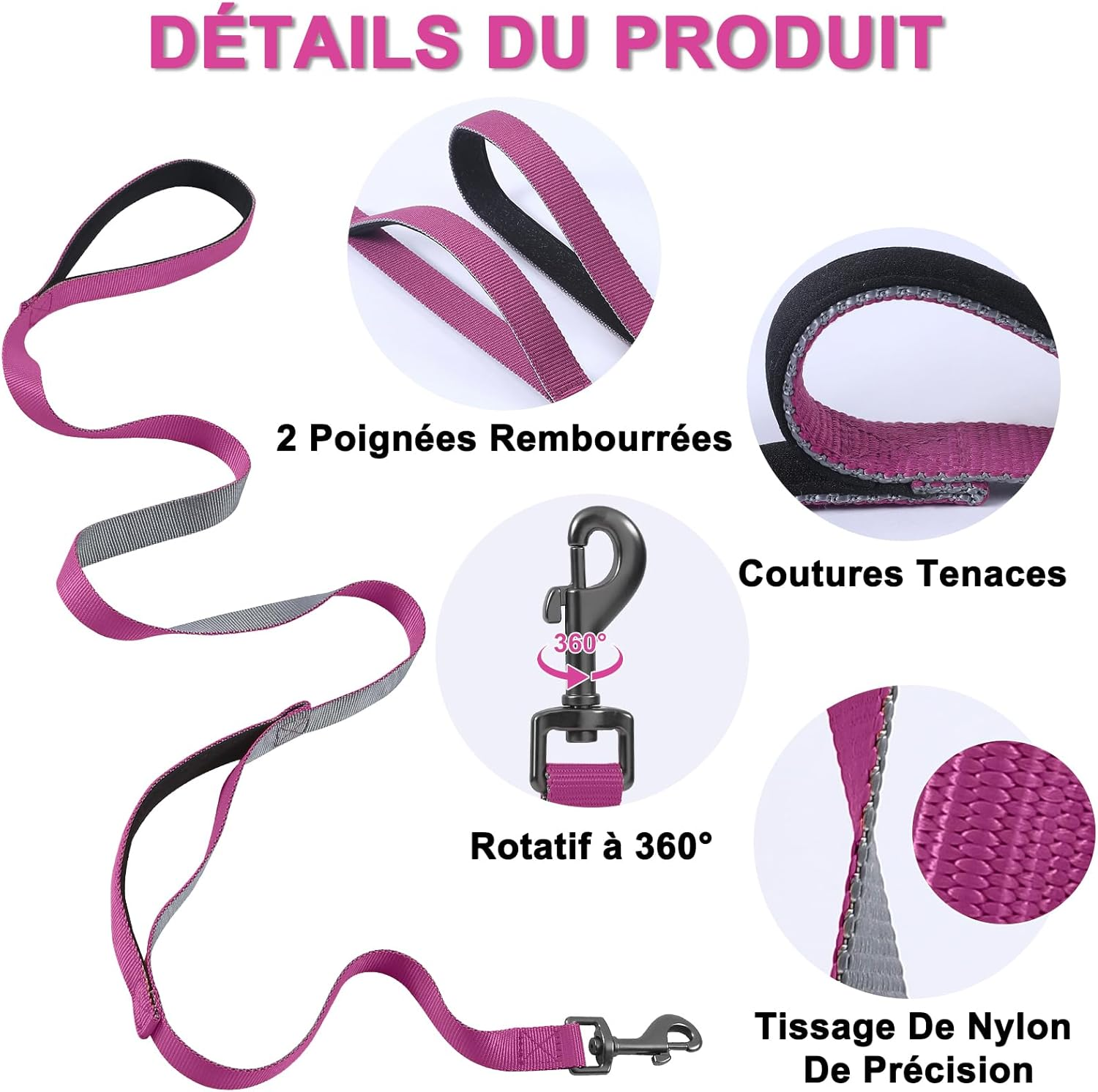 COMSLE Recall Lead for Dogs, 1.5 M / 3 M / 5 M Robust Long Dog Lead Reflective Training Lead with Padded Handle and Hand Strap, Training Lead for Small to Large Dogs image number 5