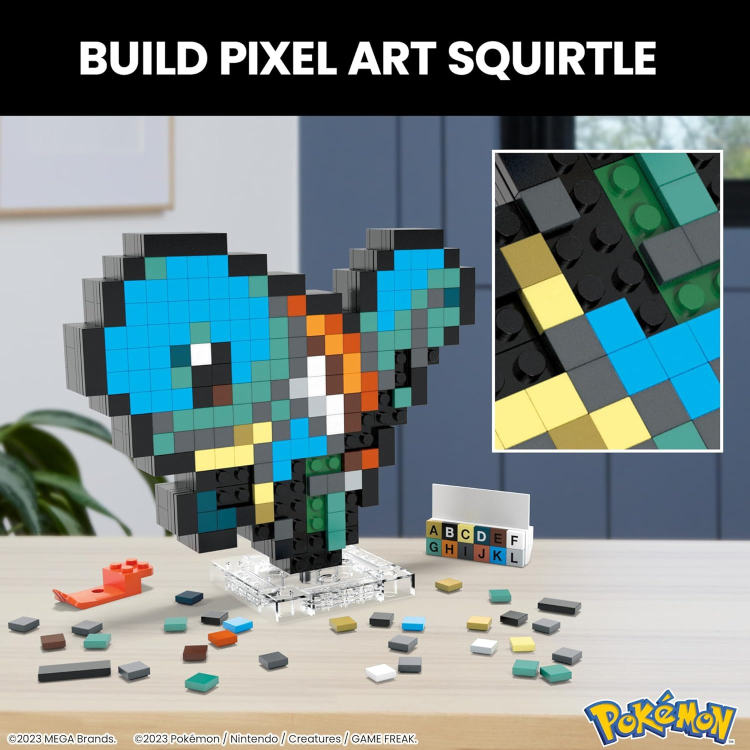 MEGA Pokemon Action Figure Building Set, Squirtle with 367 Pieces and Pixel Retro Style, for Table or Wall Decor, Build & Display Toy for Collectors image number 2