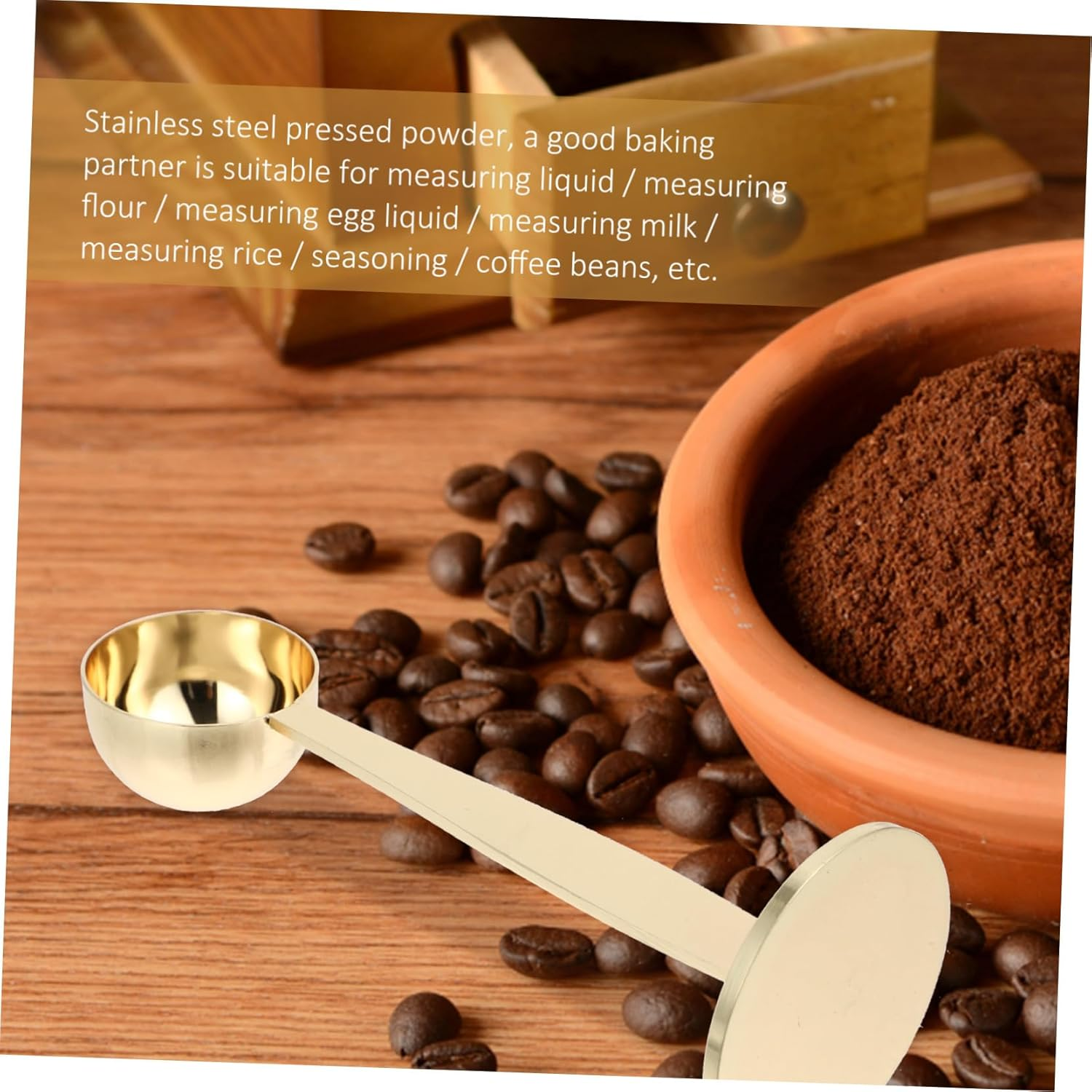 COMPUKAS 2Pcs Stainless Steel Coffee Spoon Measuring Cup Powder Press Scoop Espresso Tamper Tool for Tamping Measuring Use Coffee Beans Powder image number 4