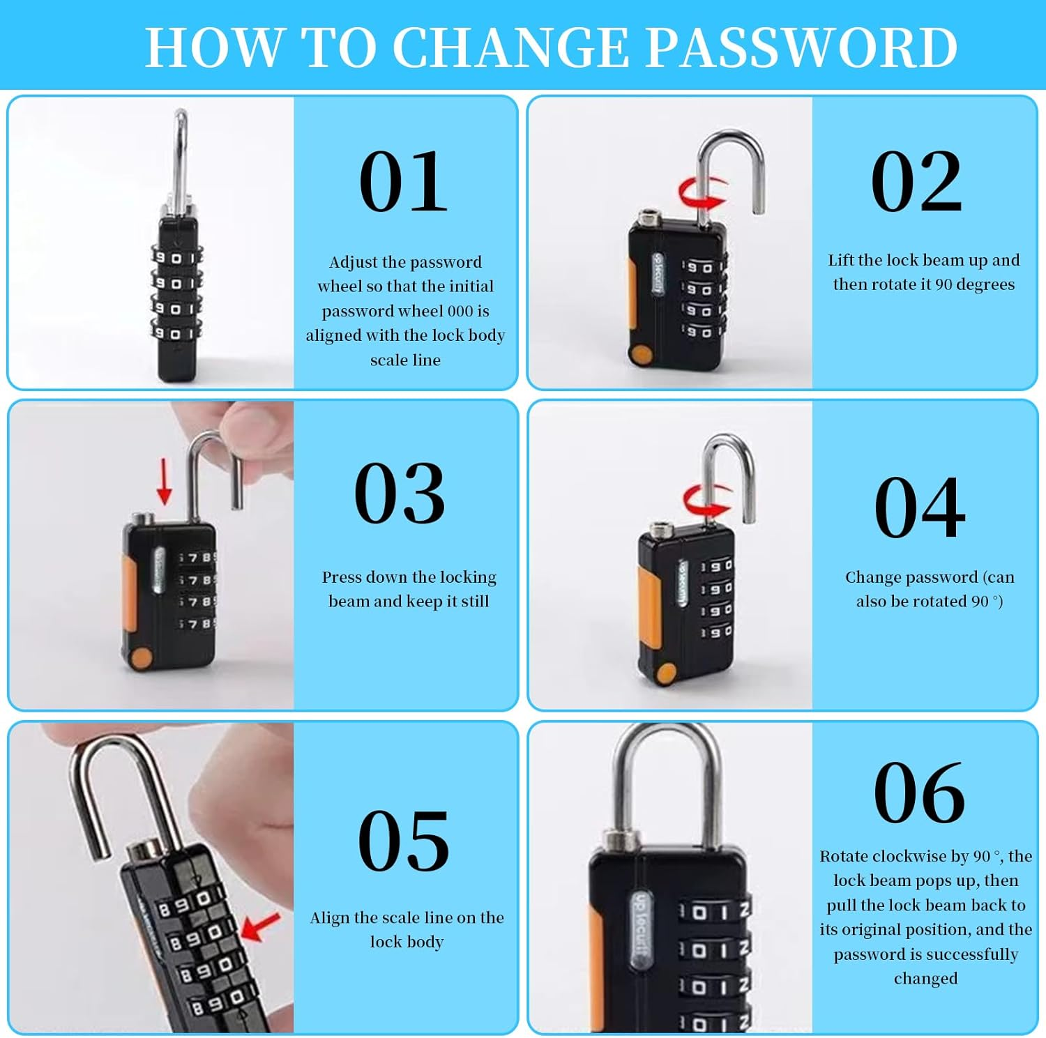 Upgraded Version Combination Padlock, 4 Digit Number Lock for Your Own Password, Solid Lock Body with Steel Shackle, Outdoor Weatherproof Padlock for Locker Luggage Drawer Zipper Fence (2BK+2GR)