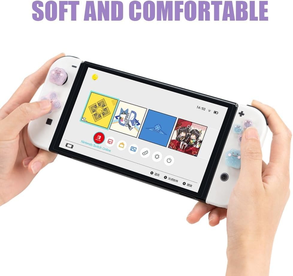 Cute D-Pad Button Caps Silicone Thumb Grips Set, Key Buttons Sticker Joystick Cover Caps Compatible with Nintendo Switch/Oled - Monster image number 1