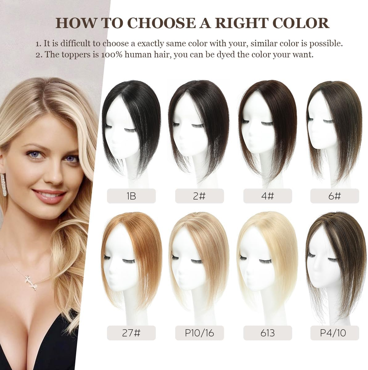 Aimeolyn Hair Toppers, Real Human Hair for Women No Bangs Top Hair Extensions Pieces for Thinning Wiglets Upgrade Lace Base Premium Remy Toppers 12Inch image number 4