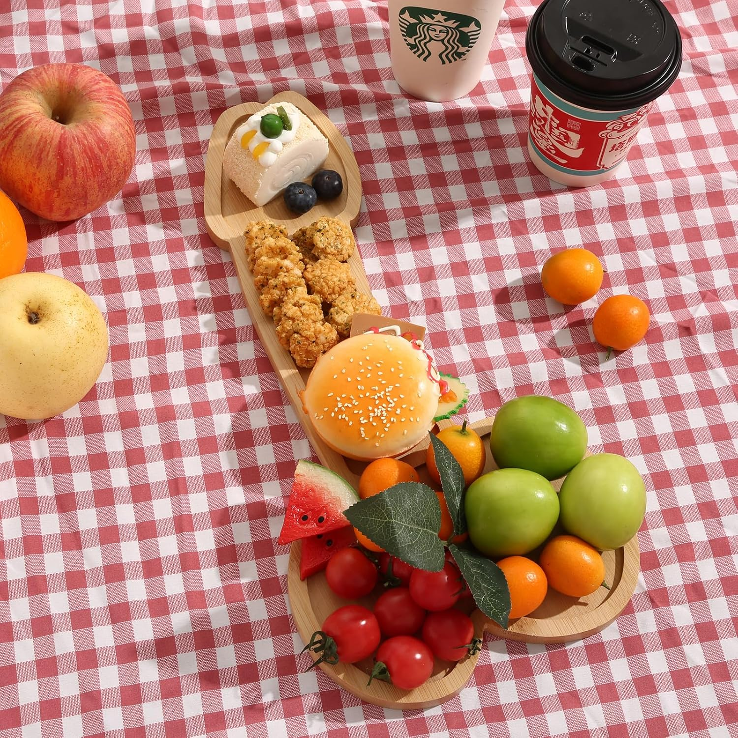 Doloburn Solid Wood Rustic Modern T-Shaped Appetizer Board, 16 Inches X 8 Inches, Bamboo Grain, Perfect for Housewarming & Bachelorette Party, Reusable, Smooth Finish, Hand Wash Only, DISHWARE_PLATE image number 2