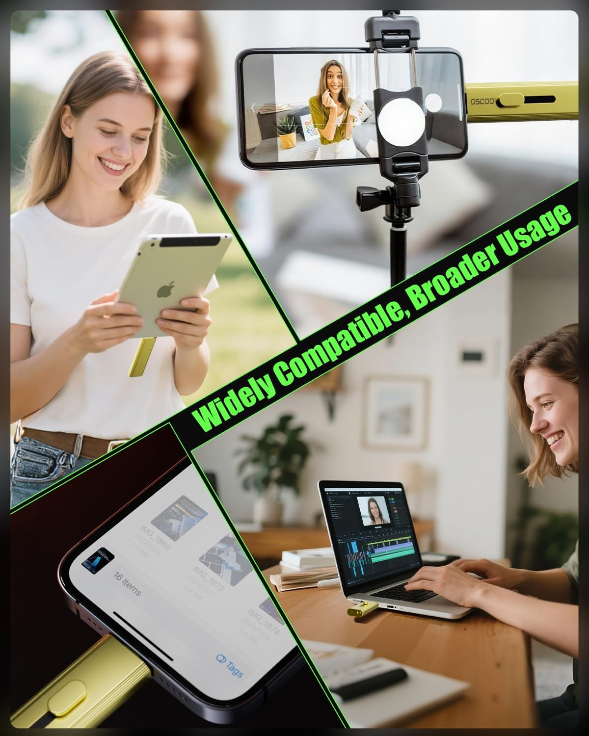 2TB Portable SSD, USB 3.2 Gen 2 External Solid State Drive, up to 1100Mb/S, Dual USB-C & USB-A Ports, Push-Pull Design, Compatible with Iphone 15/16, Android, Mac, Windows, Laptop image number 6