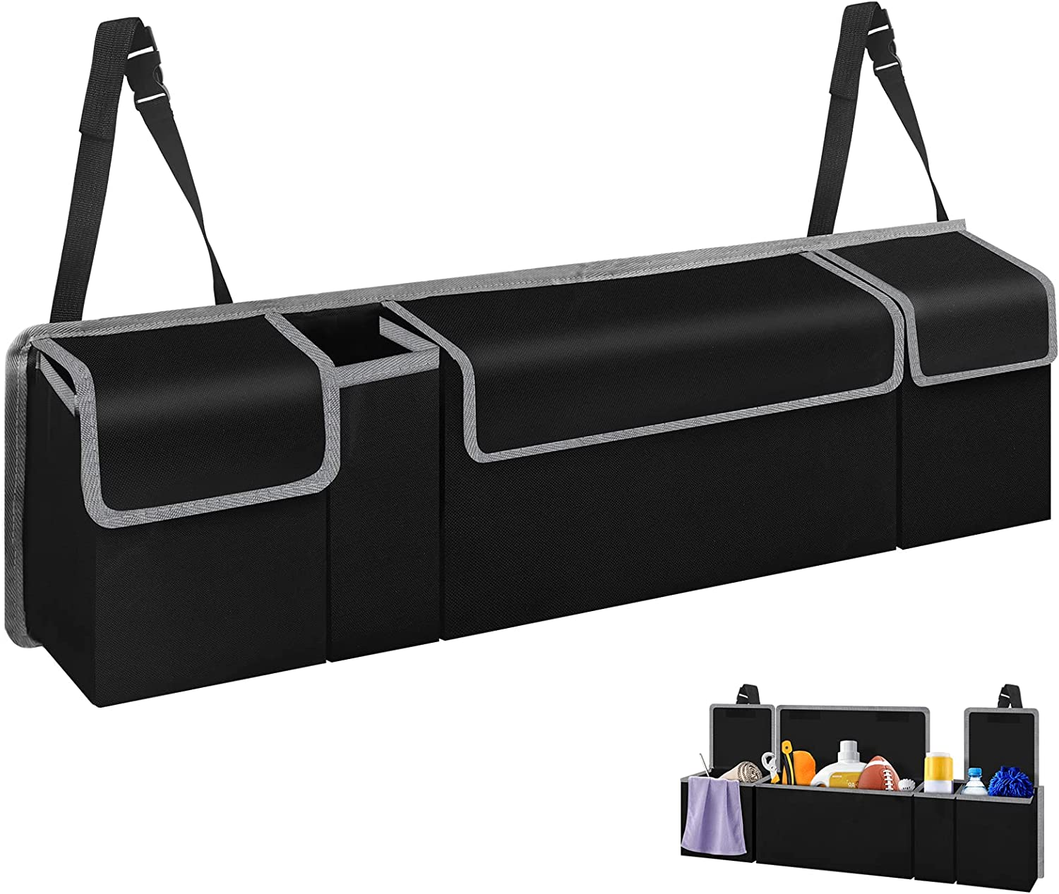 Car Boot Organiser, Boot Storage Bags for Suv and Adjustable Buckle Straps to Fit Waterproof PVC Foldable Durable,Keeps Your Car Boot Tidy,Car Tidy Storage Bag, Space Saving Exper image number 3