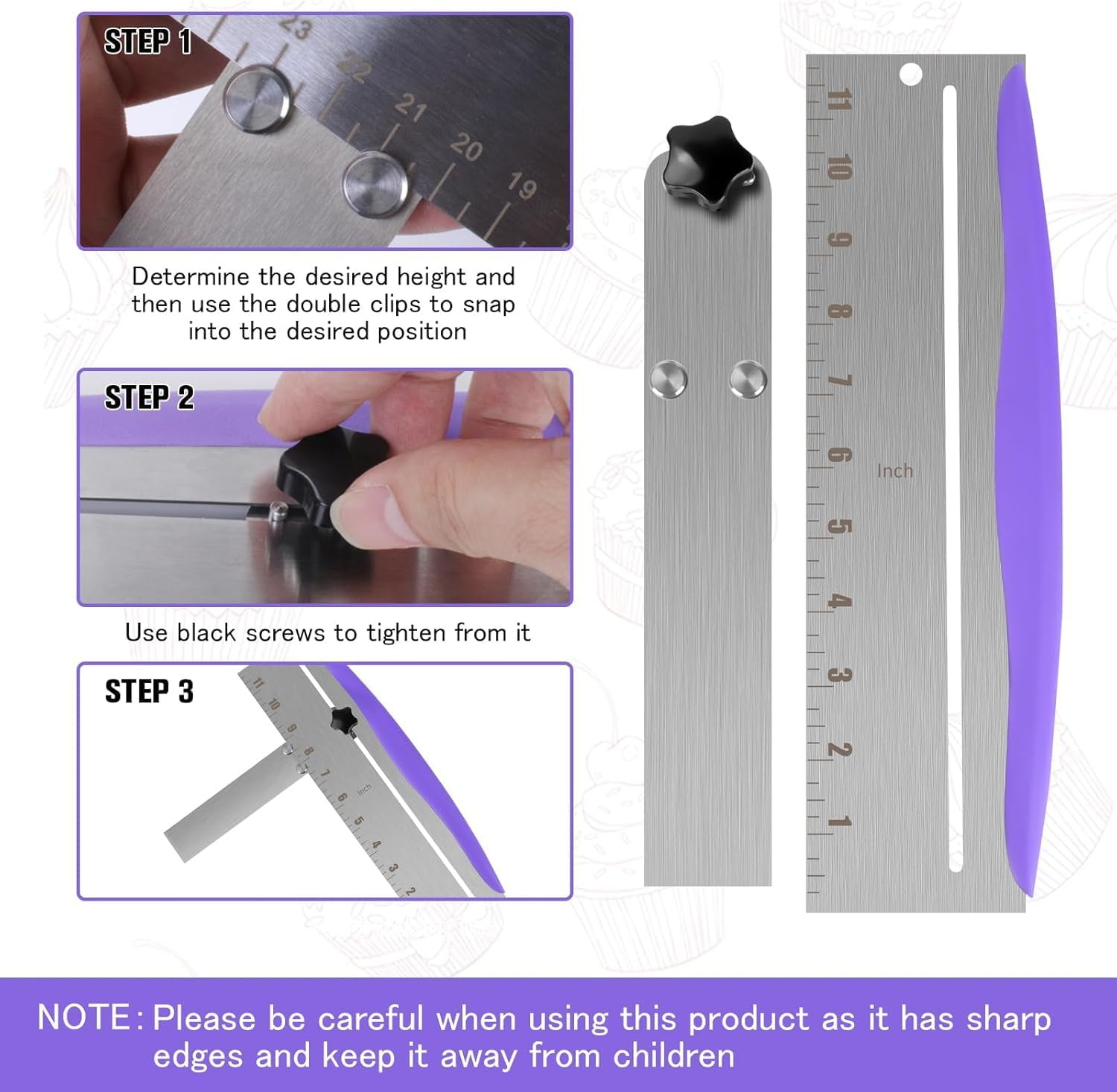 12-Inch Adjustable Stainless Steel Cake Scraper and Smoother for Perfect Buttercream Edges &ndash; Ideal Tool for Mousse, Cream Cakes, and Frosting image number 5