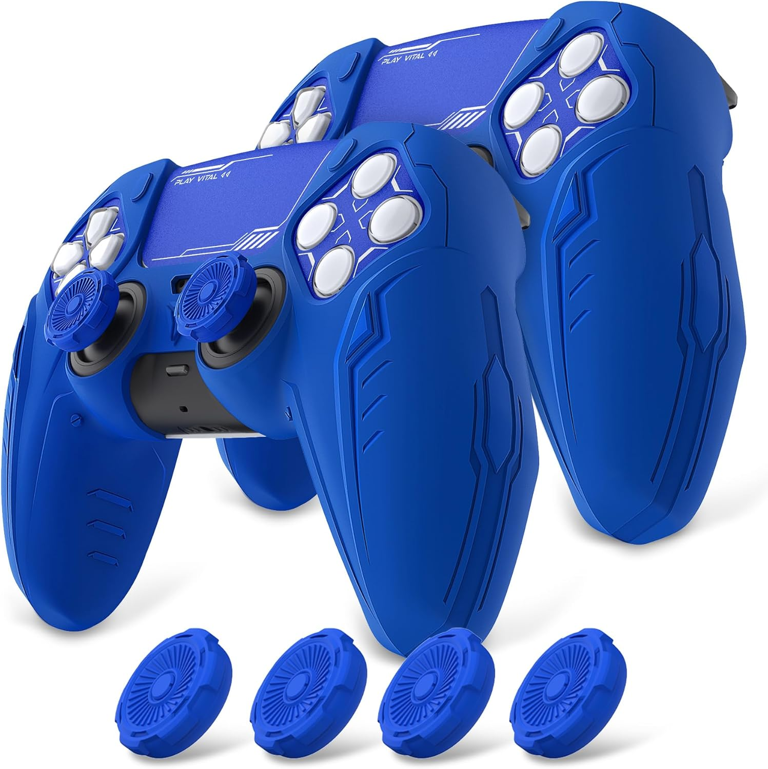 Playvital 2 Set Silicone Case for Ps5 Controller - Anti-Slip|Perfect Fit|Premium Silicone Material|Futuristic Cybermech Design|Compatible with Ps5 Official Charging Dock - Purple