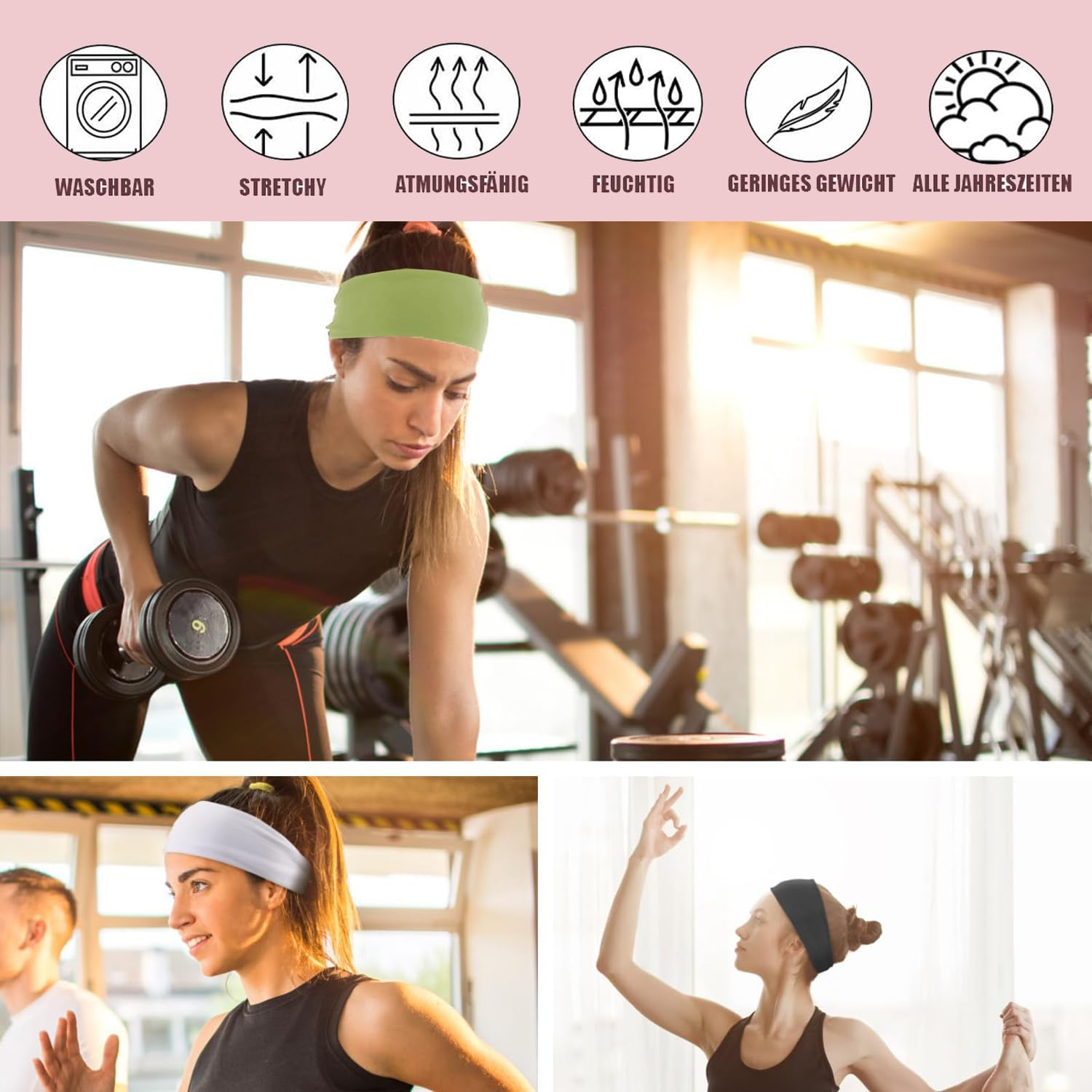 Norhogo 7 Pieces Women'S Headbands, Wide Headband, Non-Slip Hair Bands, Elastic Headband, Thin Summer Headband, Workout Yoga Exercise Headbands for Yoga, Exercise, Workout, Running, Gym, 10 Cm X 22 Cm image number 1