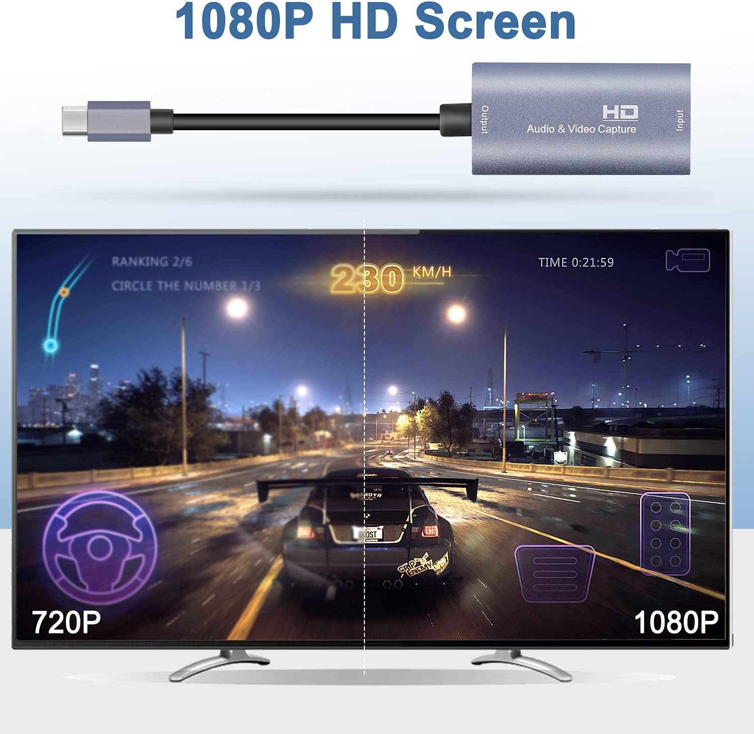 Video Capture Card, USB3.0 HDMI to USB C Audio Capture Card, 4K 1080P 60FPS Capture with Type-C Adapter Devices for Gaming Live Streaming Video Recorder, Compatible with Windows Mac OS System OBS Zoom image number 1