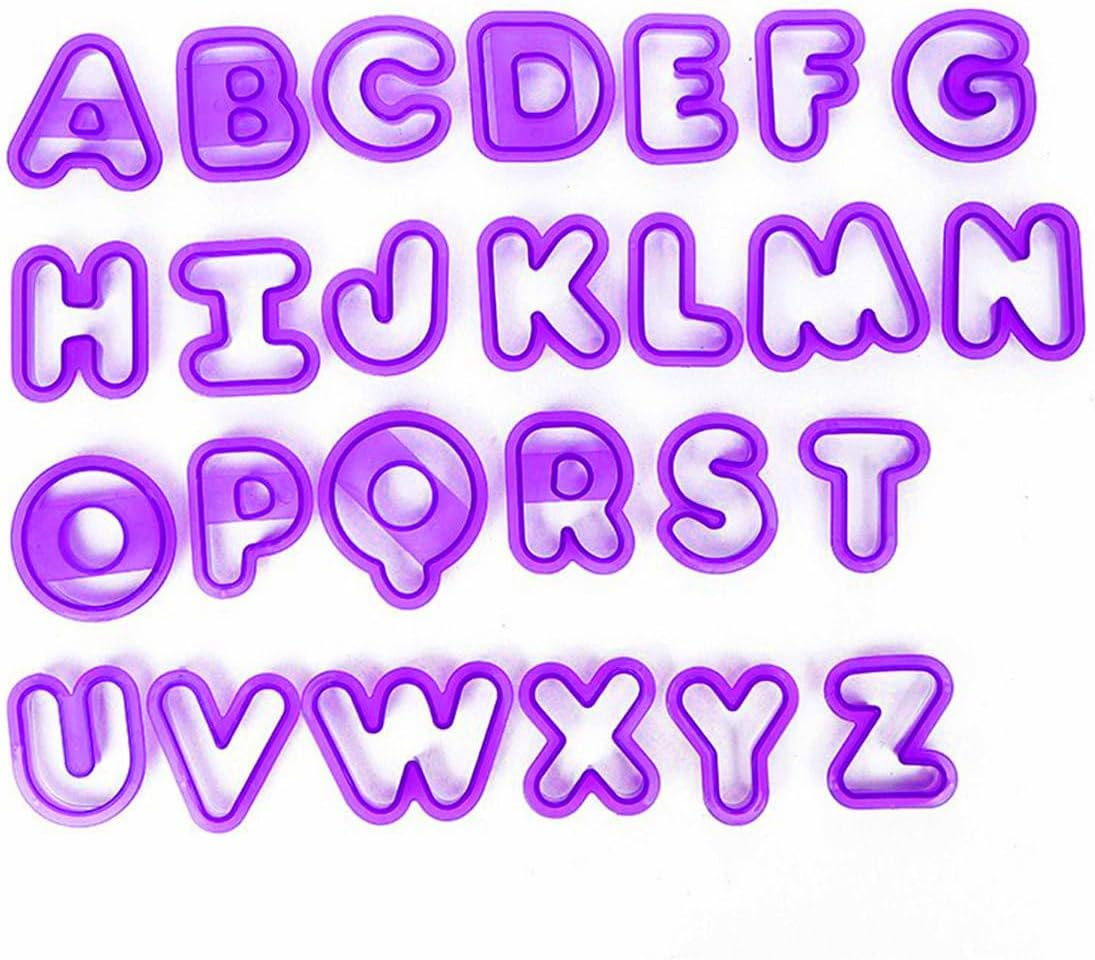 26Pcs Large Alphabet Cookie Cutters Plastic A-Z Letter Biscuit Fondant Cutters Mould for DIY Sugarcraft Biscuit Pastry Baking (Alphabet) - Alphabet image number 4
