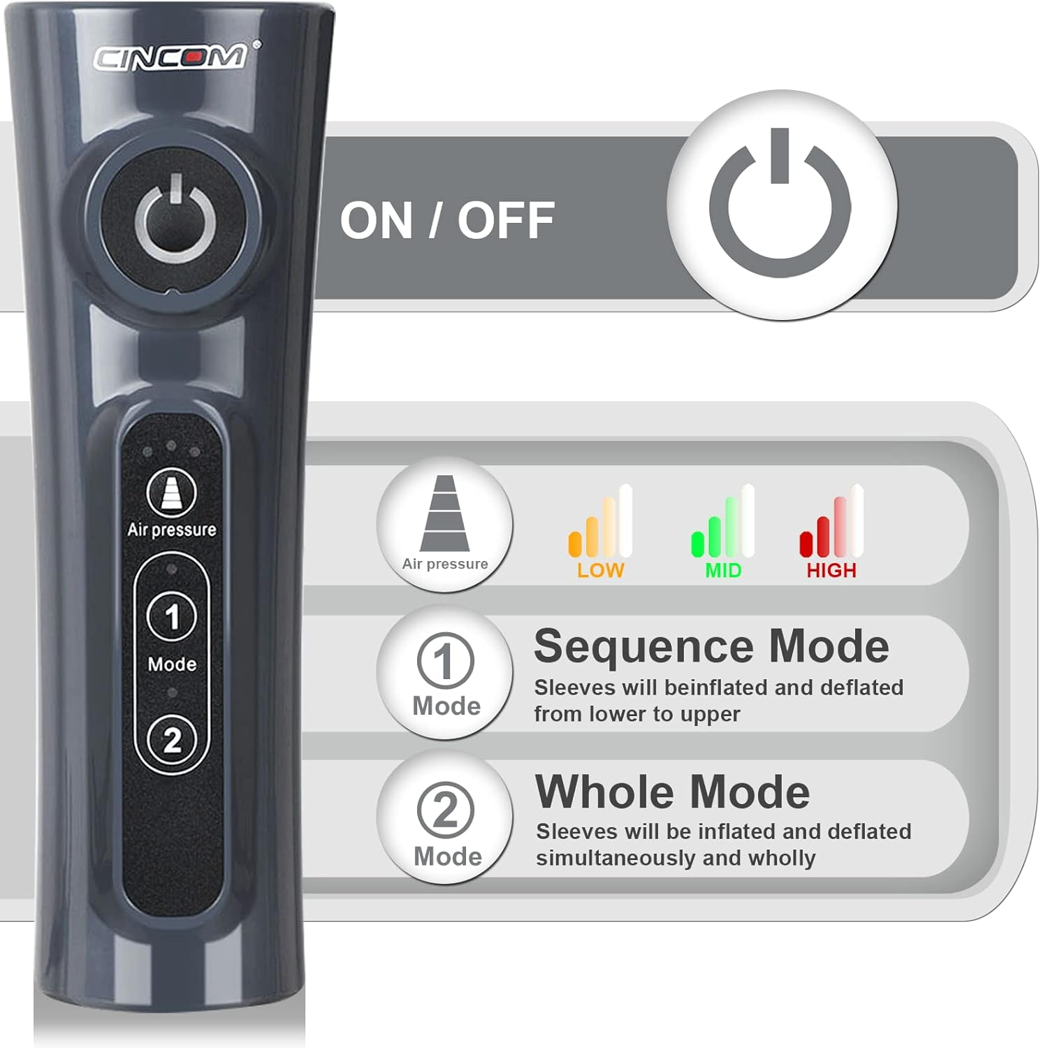 CINCOM Leg Massager for Circulation Air Compression Calf Wraps for Foot Calf & Arm Relaxation and Helpful for RLS and Edema and Muscles Relaxation image number 1