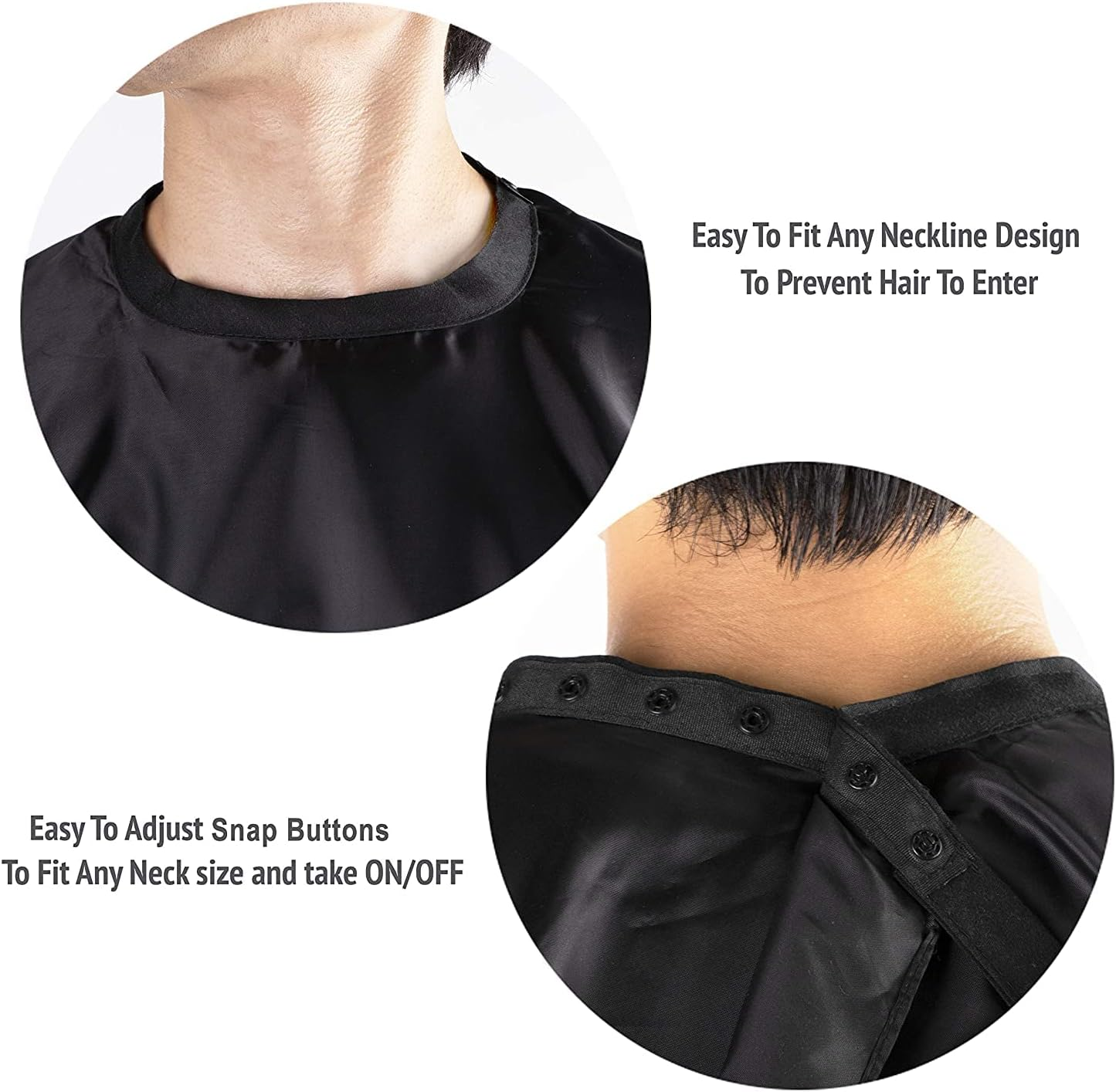 Delkinz Barber Cape with Adjustable Snap Closure Waterproof Hair Cutting Salon Cape for Unisex, Perfect for Hairstylists - Black image number 3