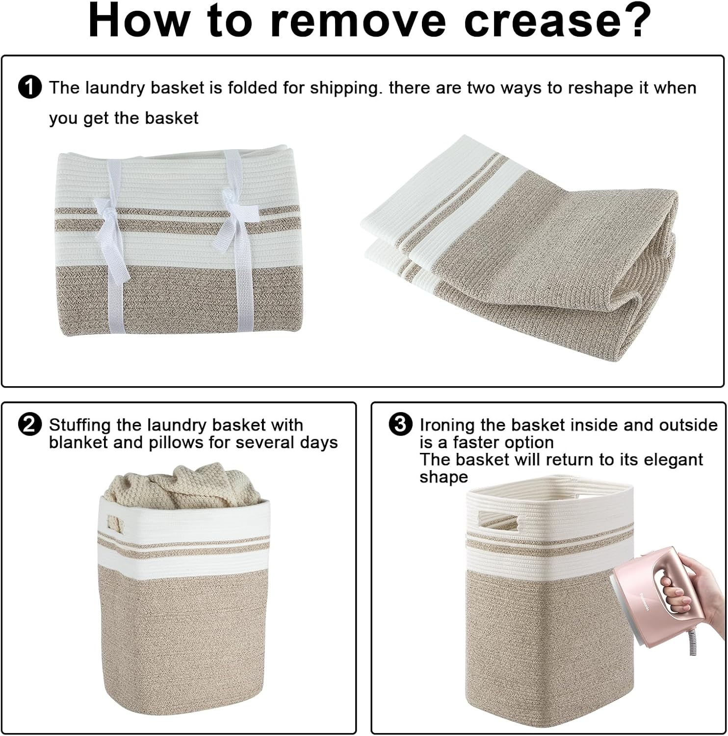 OIAHOMY Laundry Hamper, Large Laundry Basket 91L, Clothes Storage Basket for Blankets-Yellow, Yellow Variegated, FYL-D-P-02 image number 5