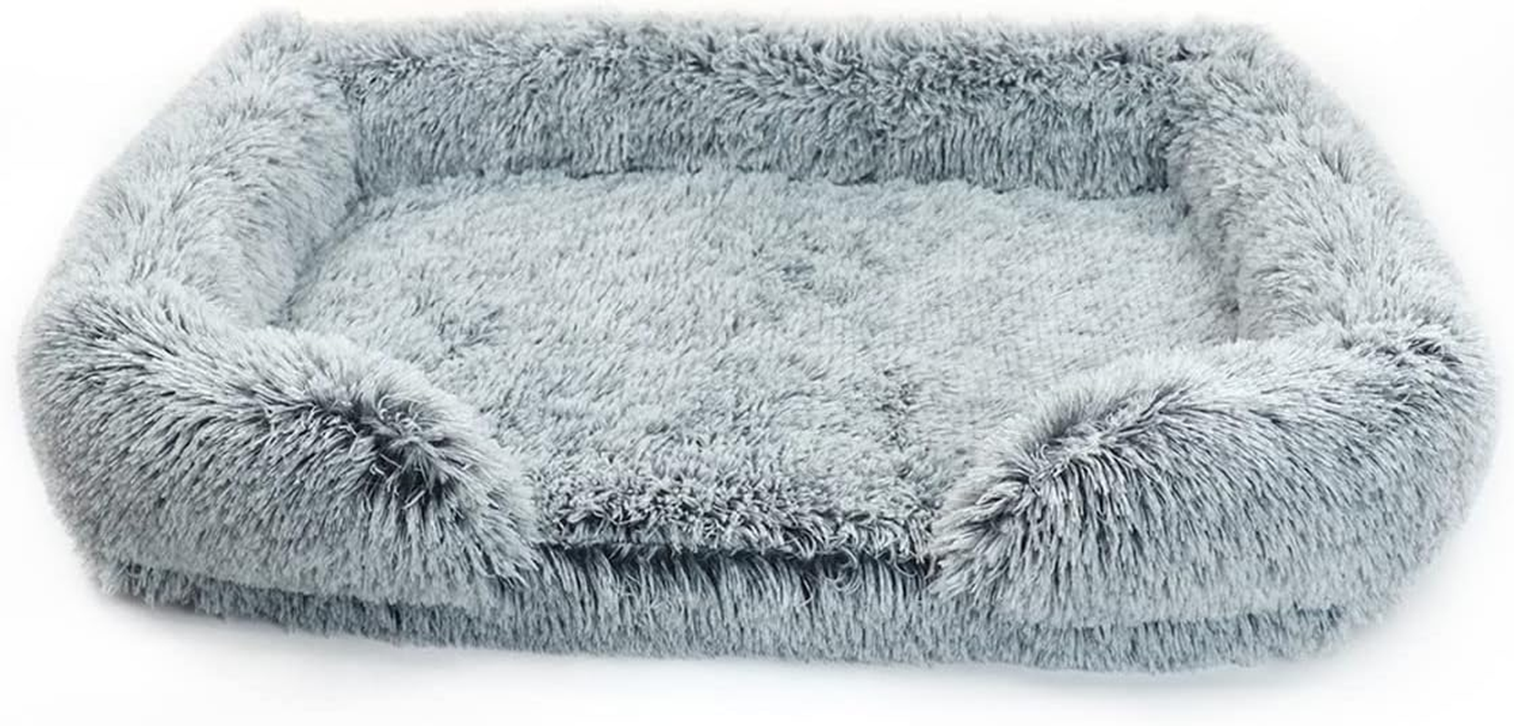 RICHRAIN Winter Warm Pet Dog Sofa Bed Furffy Calming Deep Sleeping Cat Bed Plush Pet Armchair Cozy Momery Foam Pet Nest with Zipper Washable Cover (M 50X40Cm,Grey) image number 3