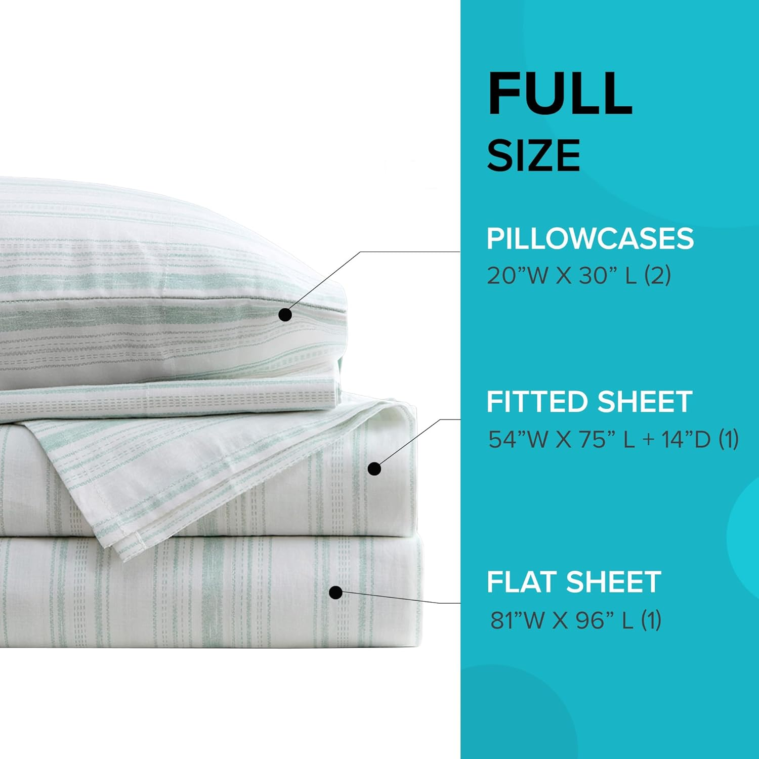 Comfort Spaces 100% Cotton Sheet Set Breathable, Lightweight, Soft with 14" Elastic Pocket Fits up to 16" Mattress, All Season Cozy Bedding, Matching Pillow Case, Full Good Vibes 4 Piece image number 3